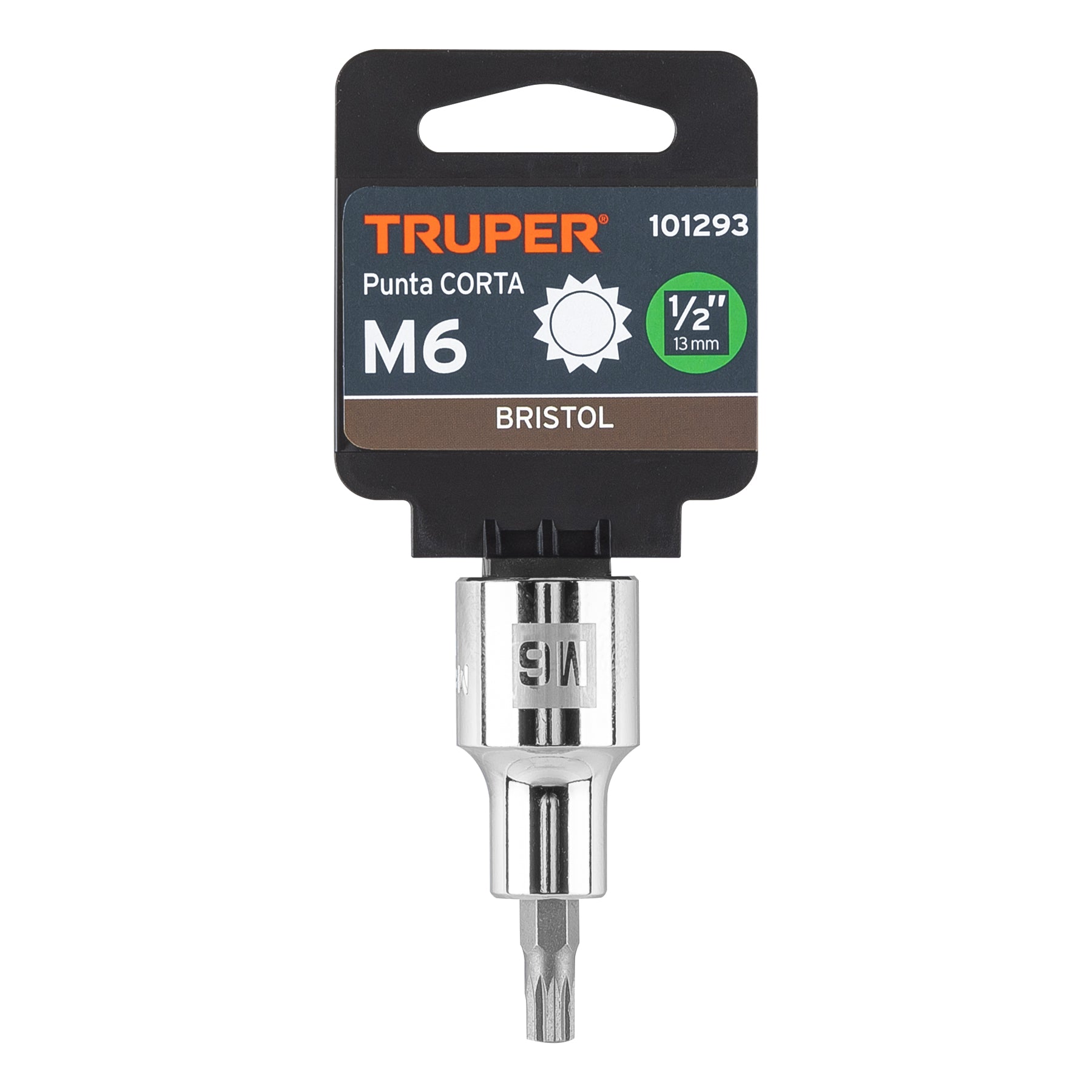 Dado punta corta bristol M6, cuadro 1/2", Truper