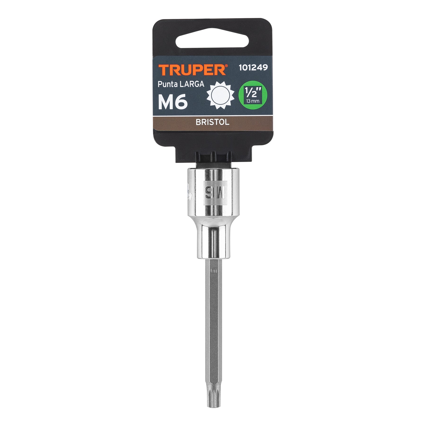 Dado punta larga bristol M6, cuadro 1/2", Truper