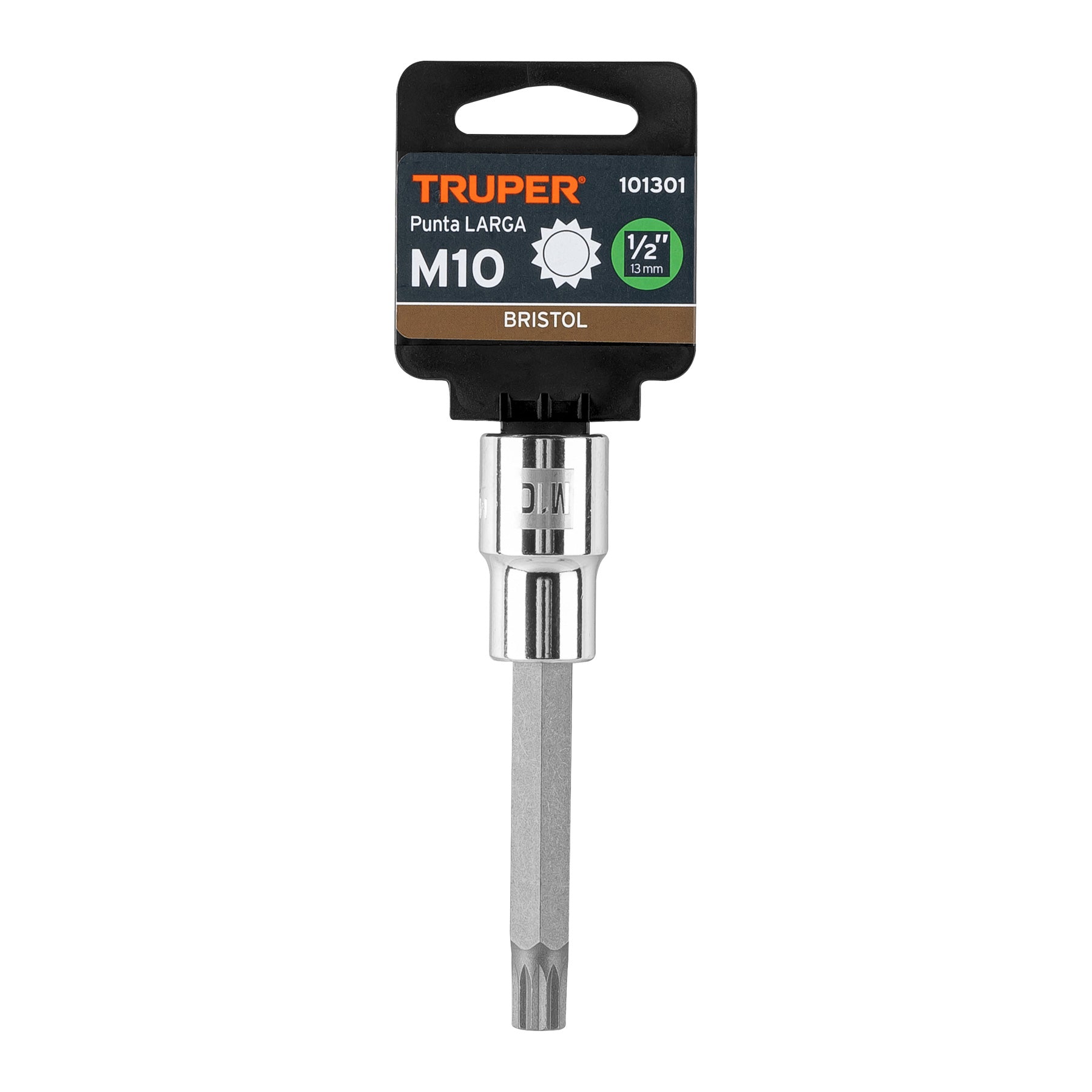 Dado punta larga bristol M10, cuadro 1/2", Truper