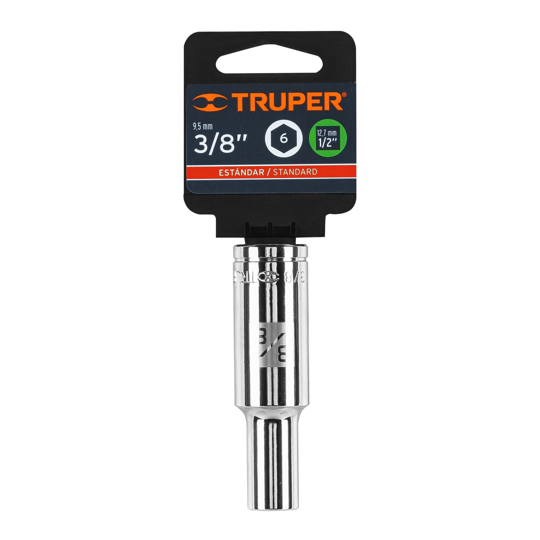 Dado largo de 3/8", 6 puntas, cuadro 1/2", Truper
