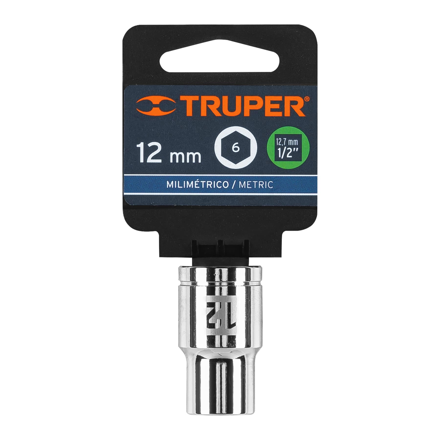 Dado de 12 mm, 6 puntas, cuadro 1/2", Truper