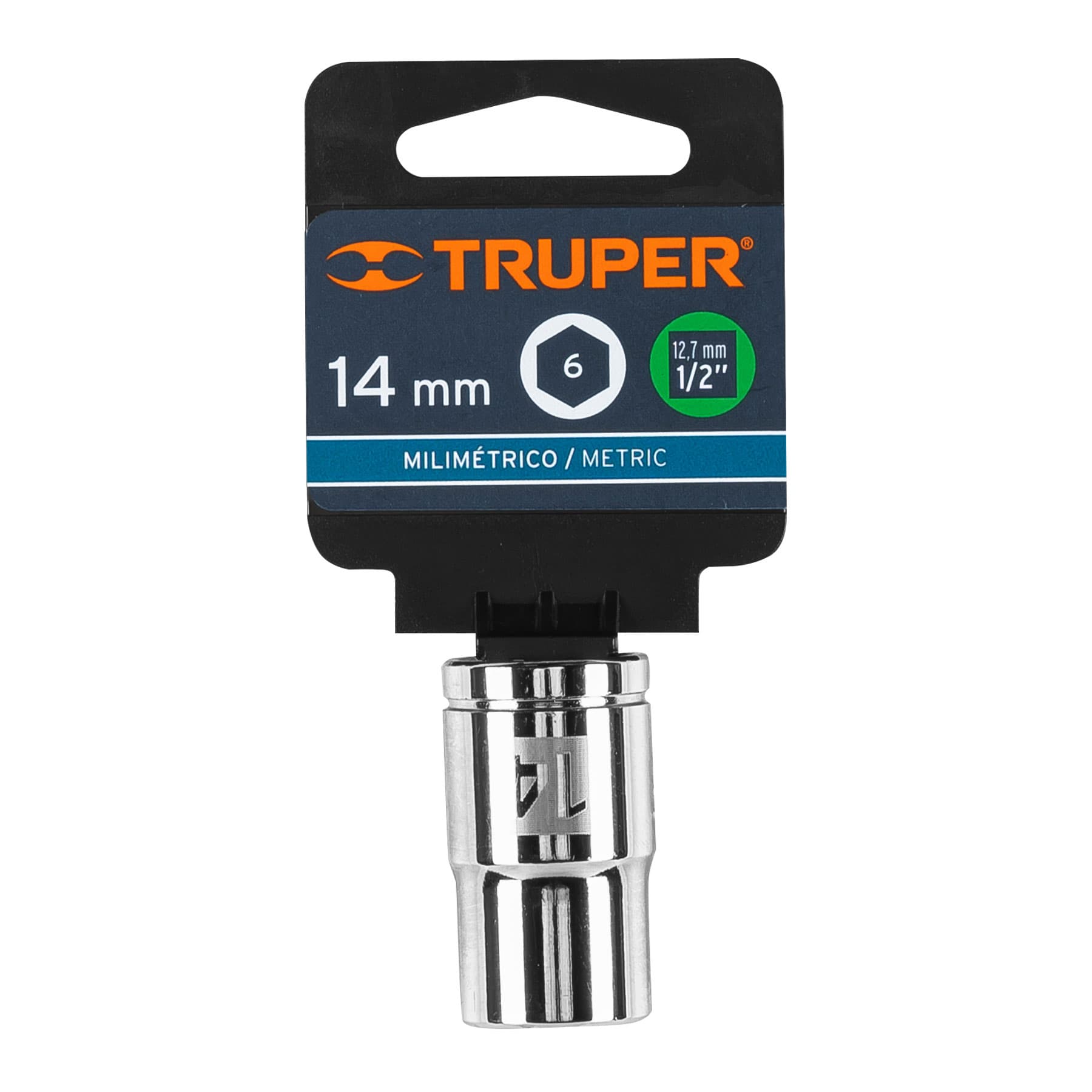 Dado de 14 mm, 6 puntas, cuadro 1/2", Truper