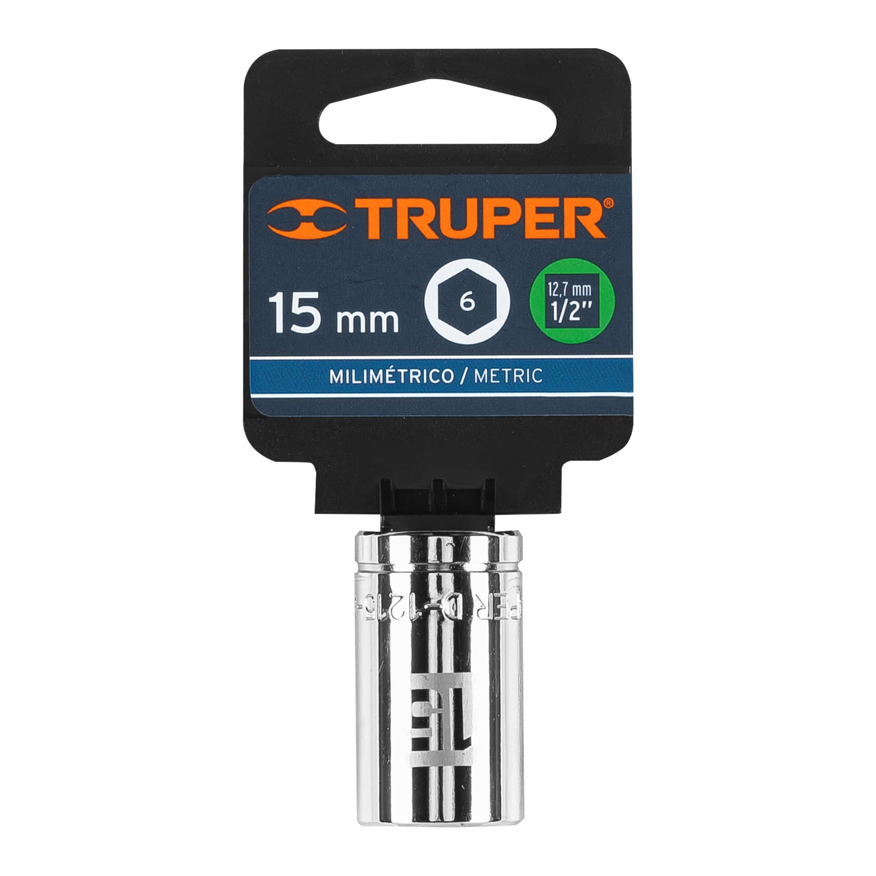 Dado de 15 mm, 6 puntas, cuadro 1/2", Truper