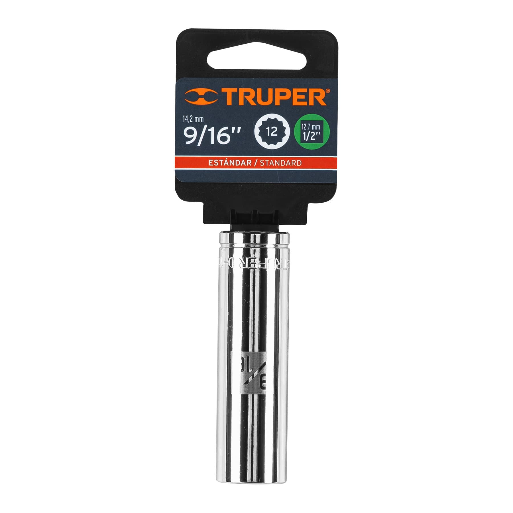 Dado largo de 9/16", 12 puntas, cuadro 1/2", Truper