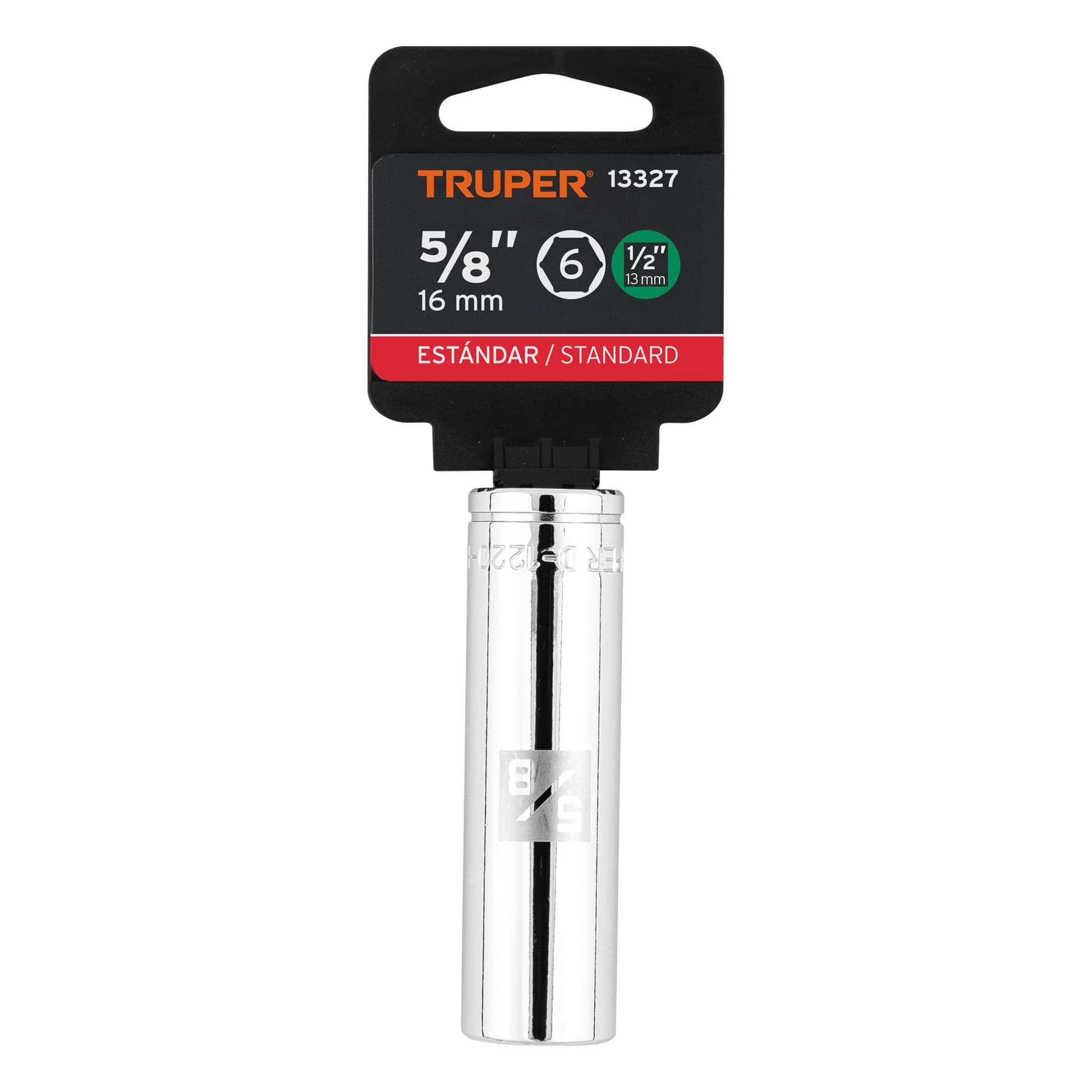 Dado largo de 5/8", 6 puntas, cuadro 1/2", Truper