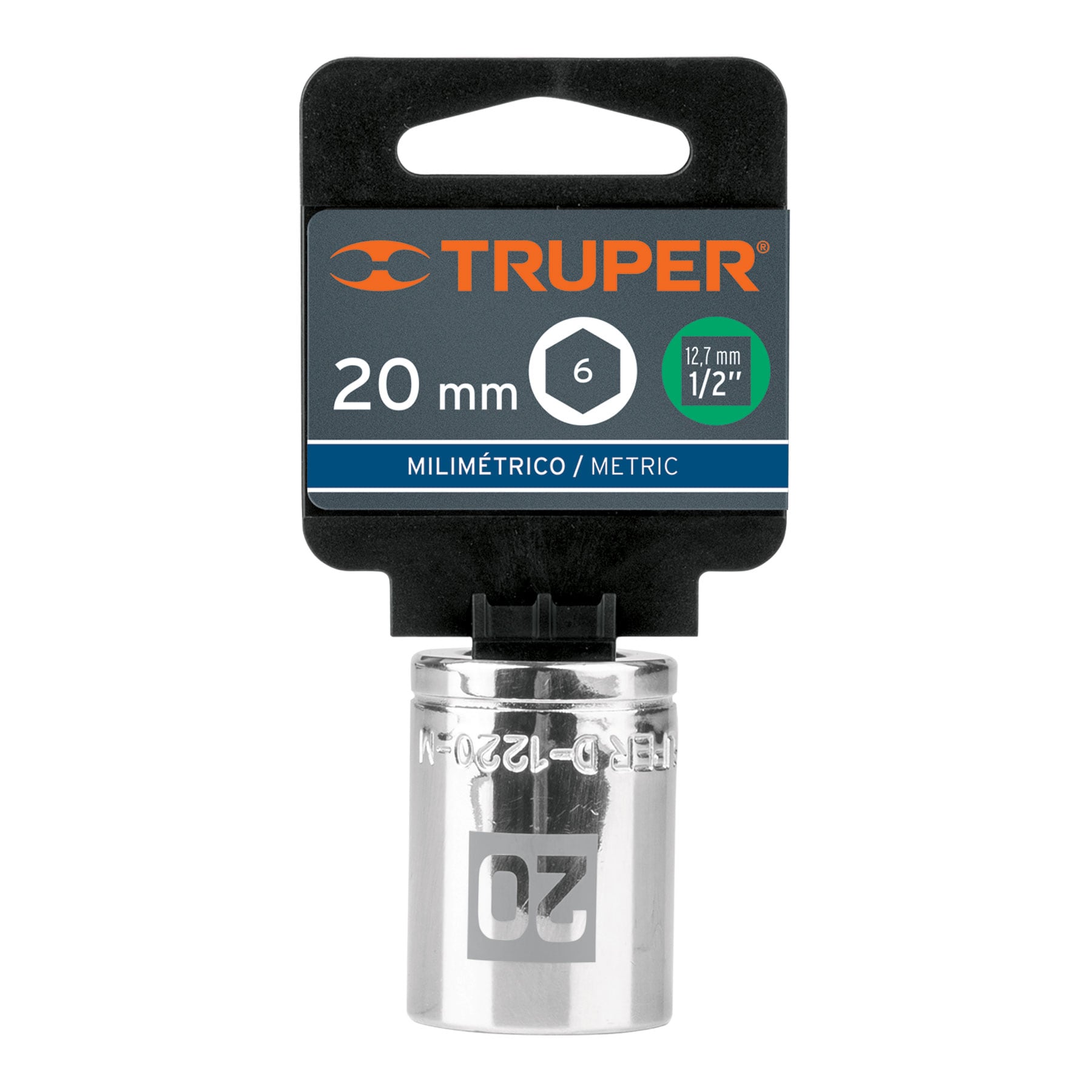 Dado de 20 mm, 6 puntas, cuadro 1/2", Truper