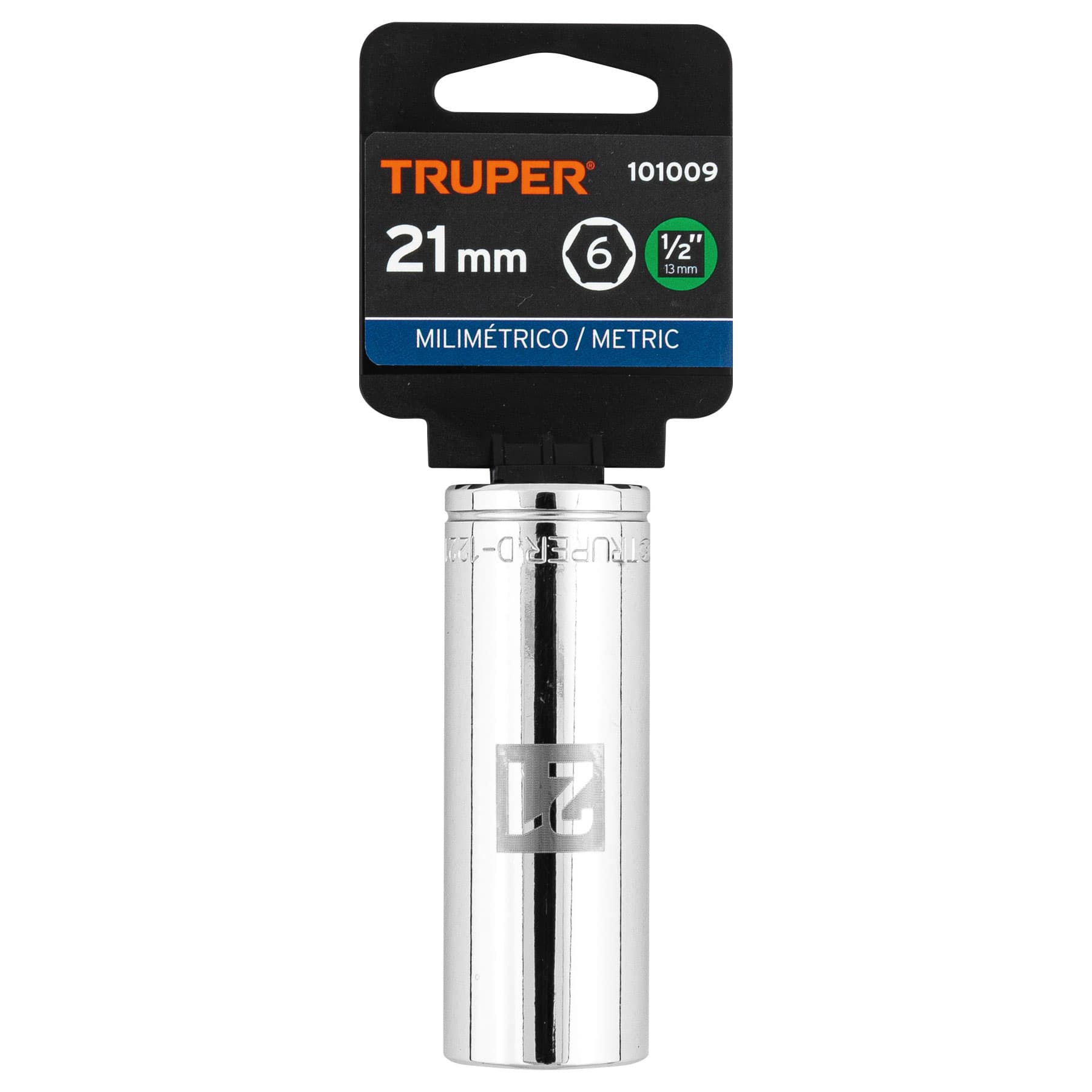 Dado largo de 21 mm, 6 puntas, cuadro 1/2", Truper