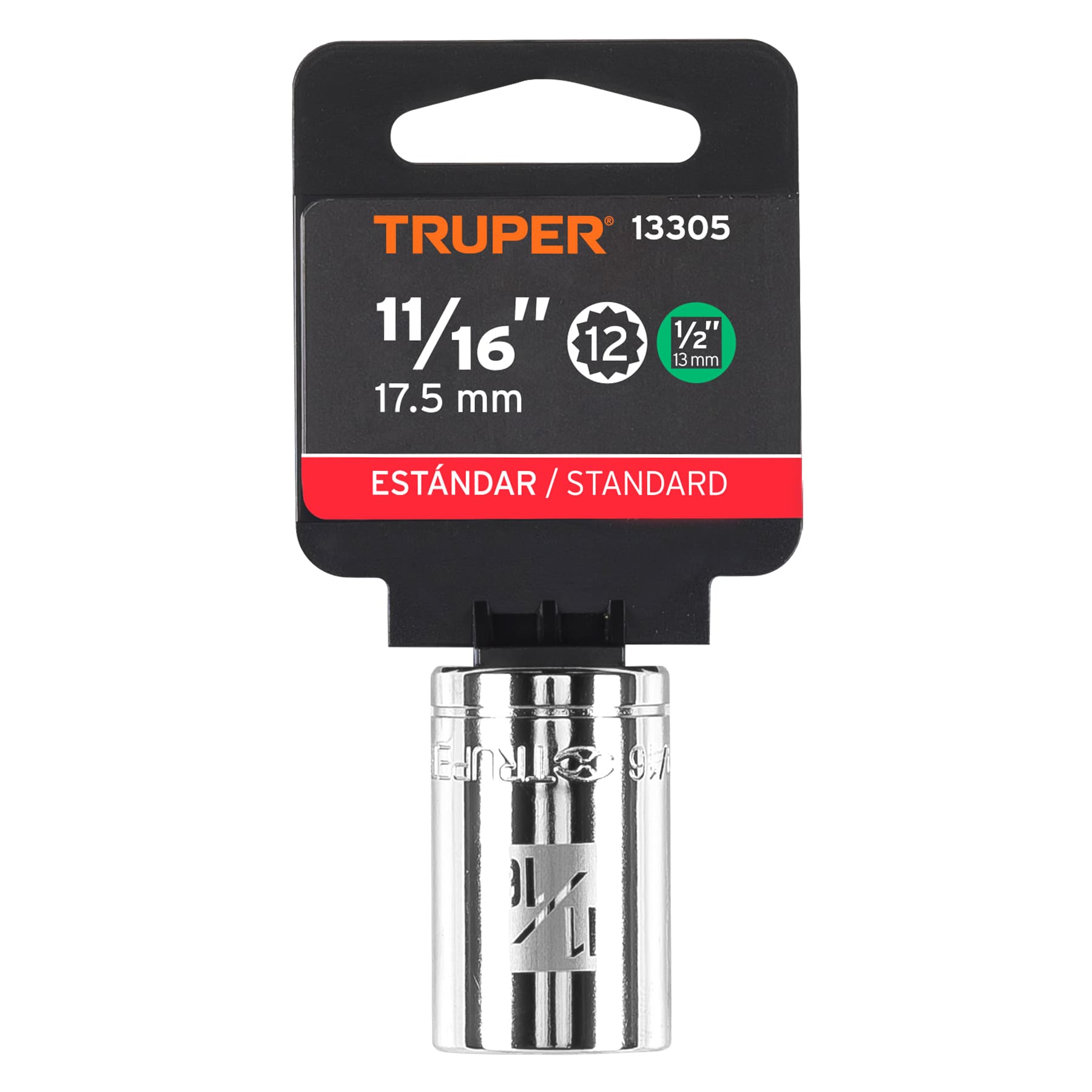 Dado de 11/16", 12 puntas, cuadro 1/2", Truper