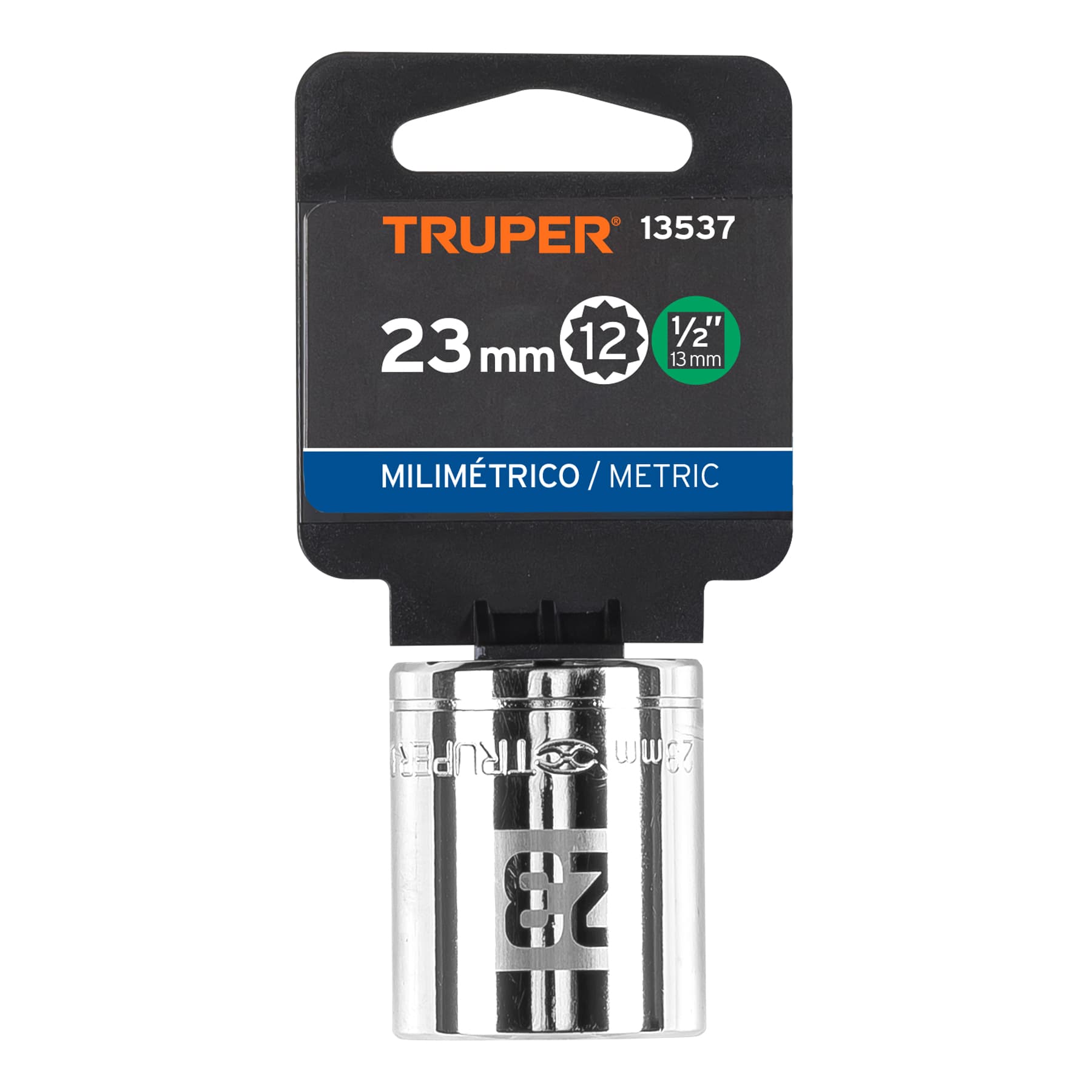 Dado de 23 mm, 12 puntas, cuadro 1/2", Truper