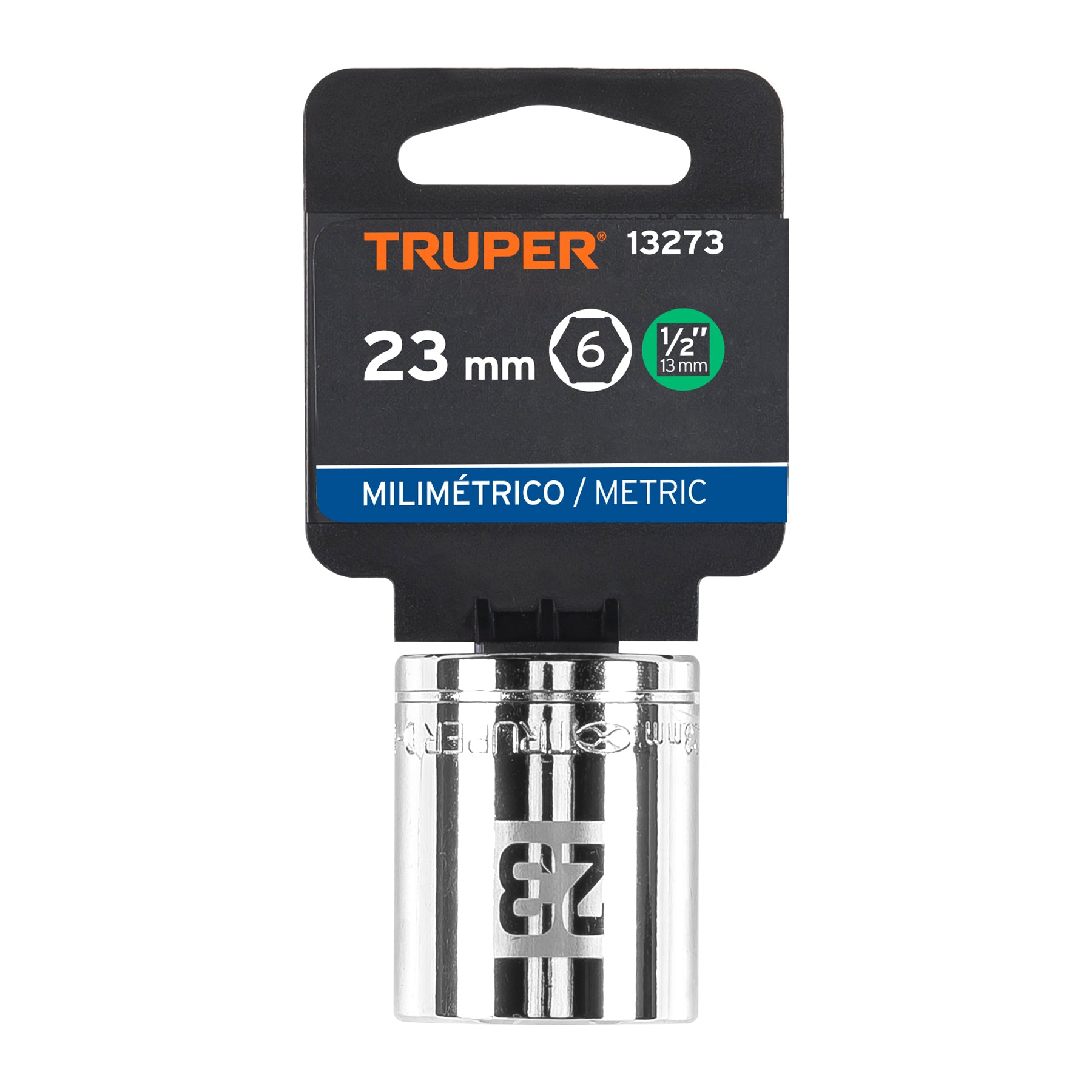 Dado de 23 mm, 6 puntas, cuadro 1/2", Truper
