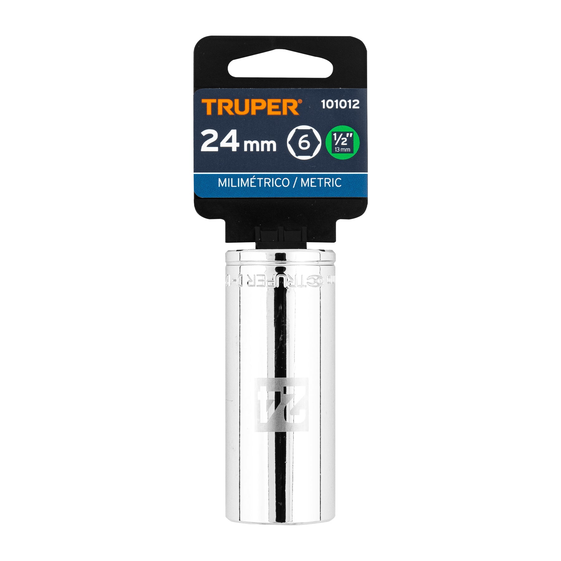 Dado largo de 24 mm, 6 puntas, cuadro 1/2", Truper