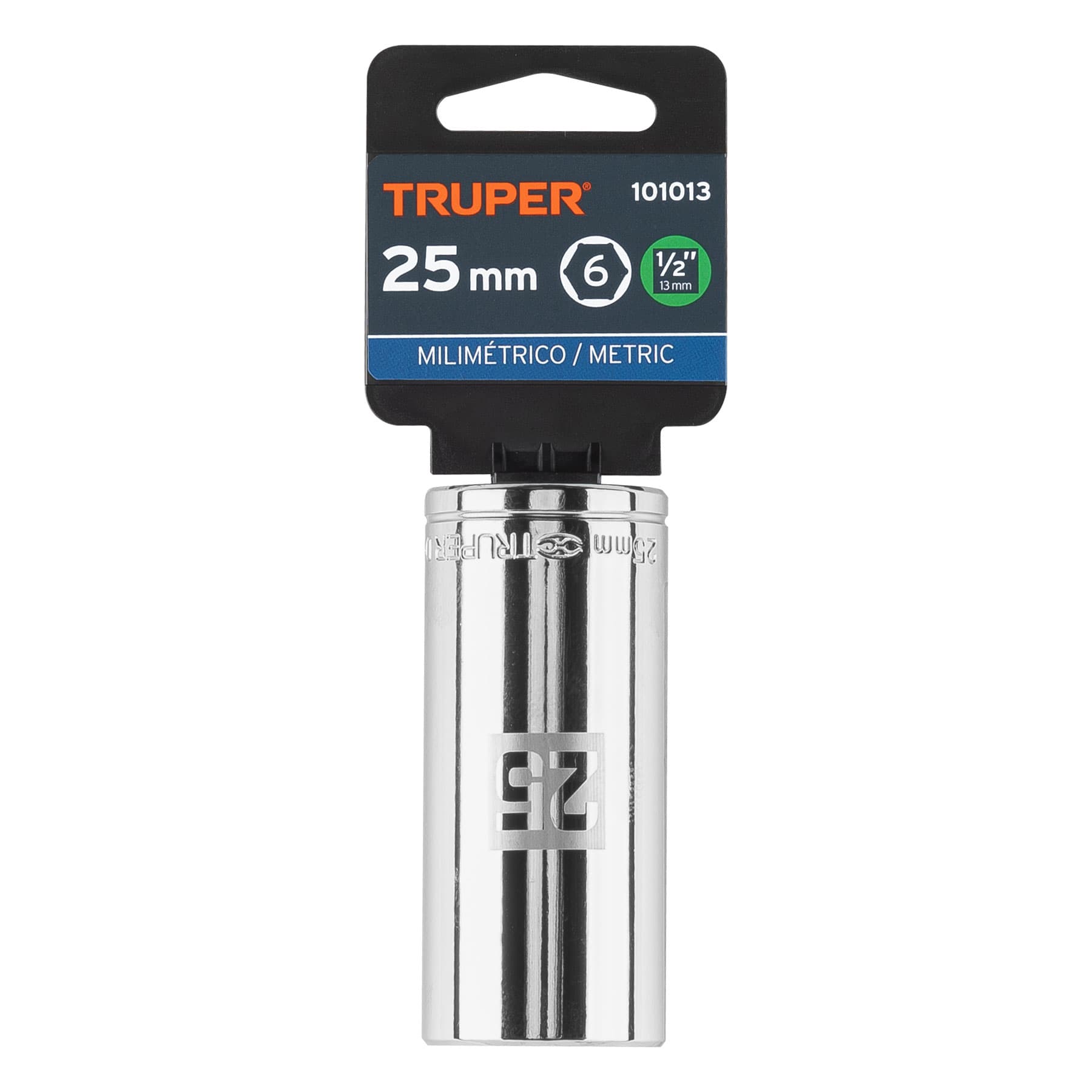 Dado largo de 25 mm, 6 puntas, cuadro 1/2", Truper