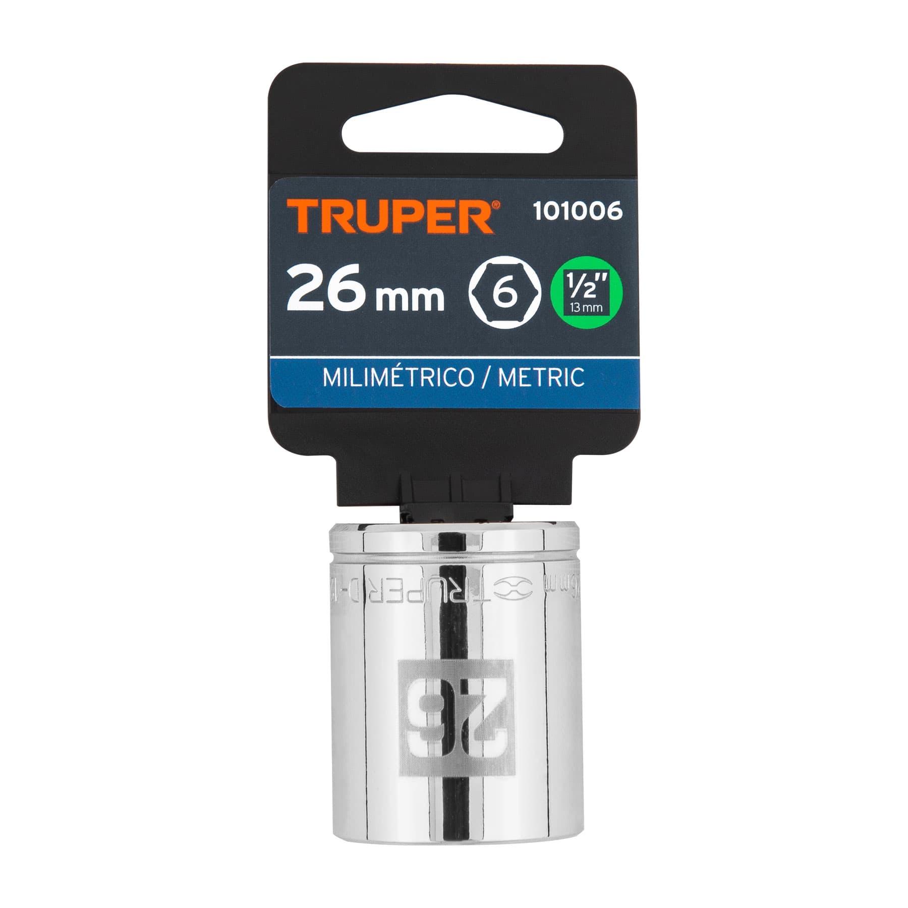 Dado de 26 mm, 6 puntas, cuadro 1/2", Truper