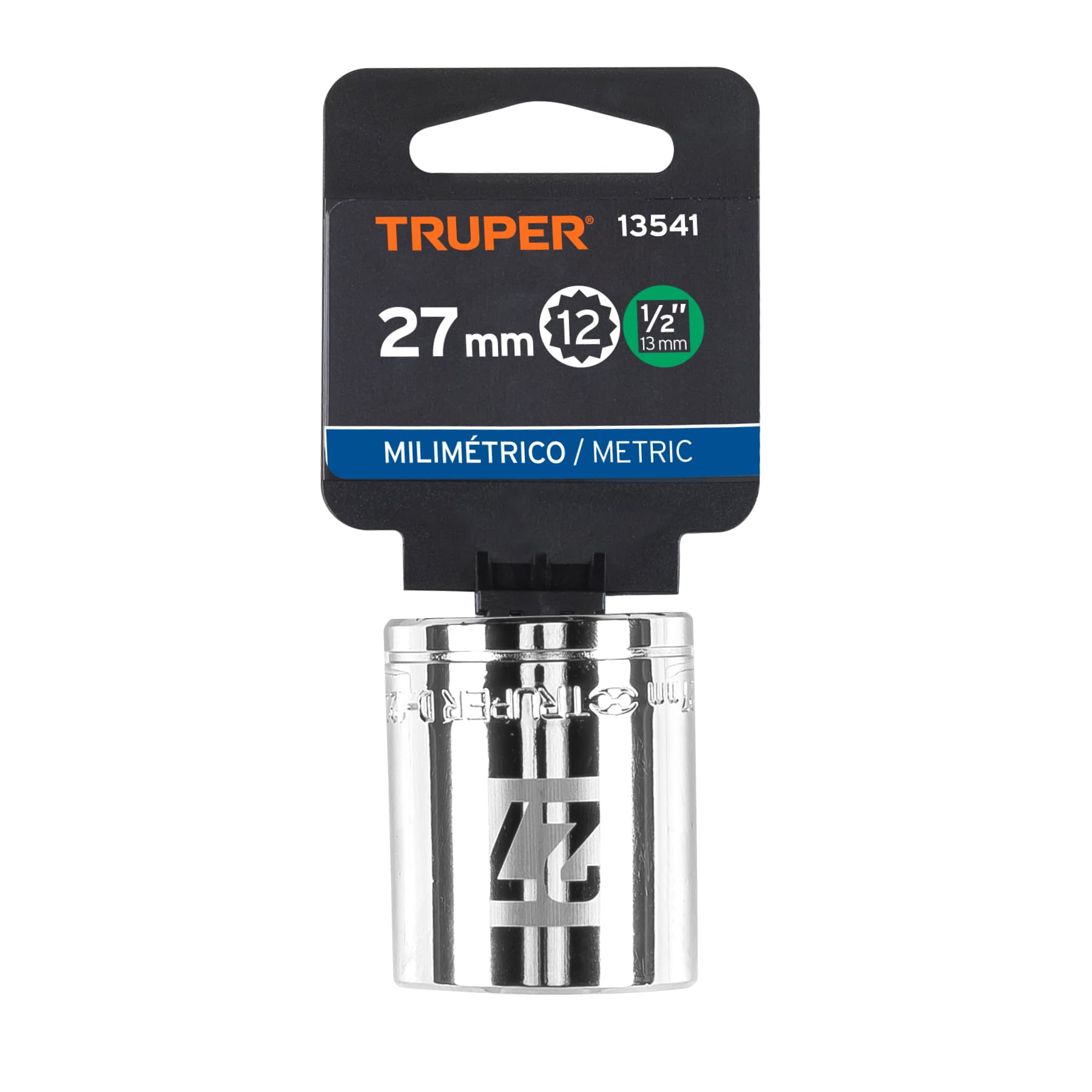 Dado de 27 mm, 12 puntas, cuadro 1/2", Truper