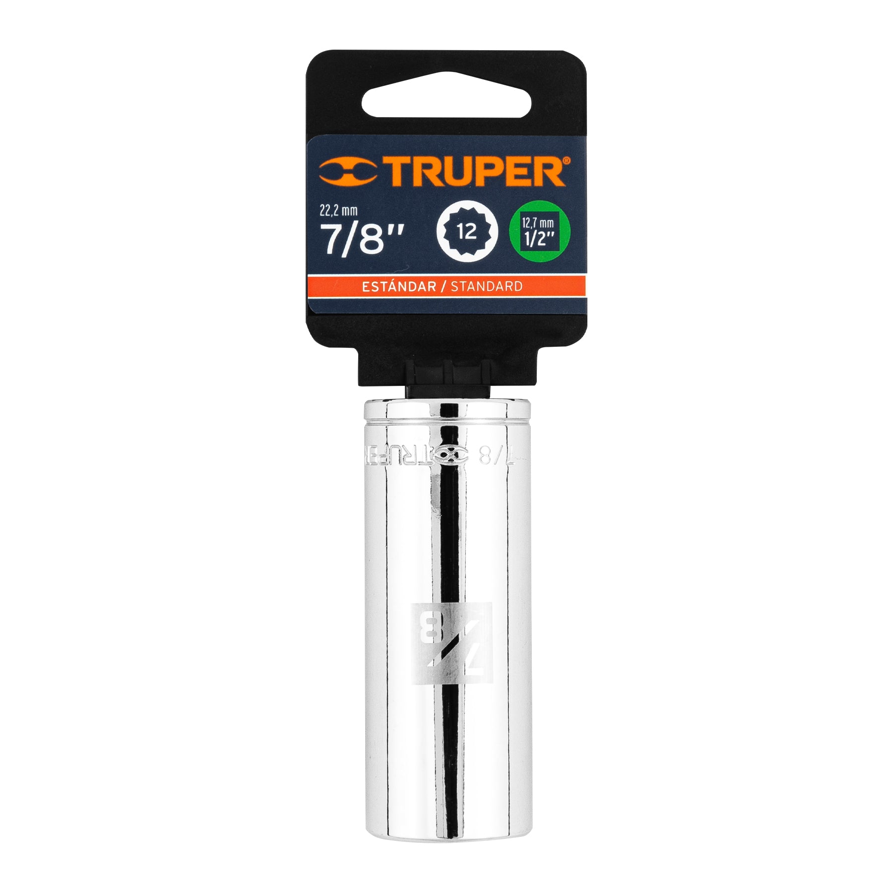 Dado largo de 7/8", 12 puntas, cuadro 1/2", Truper