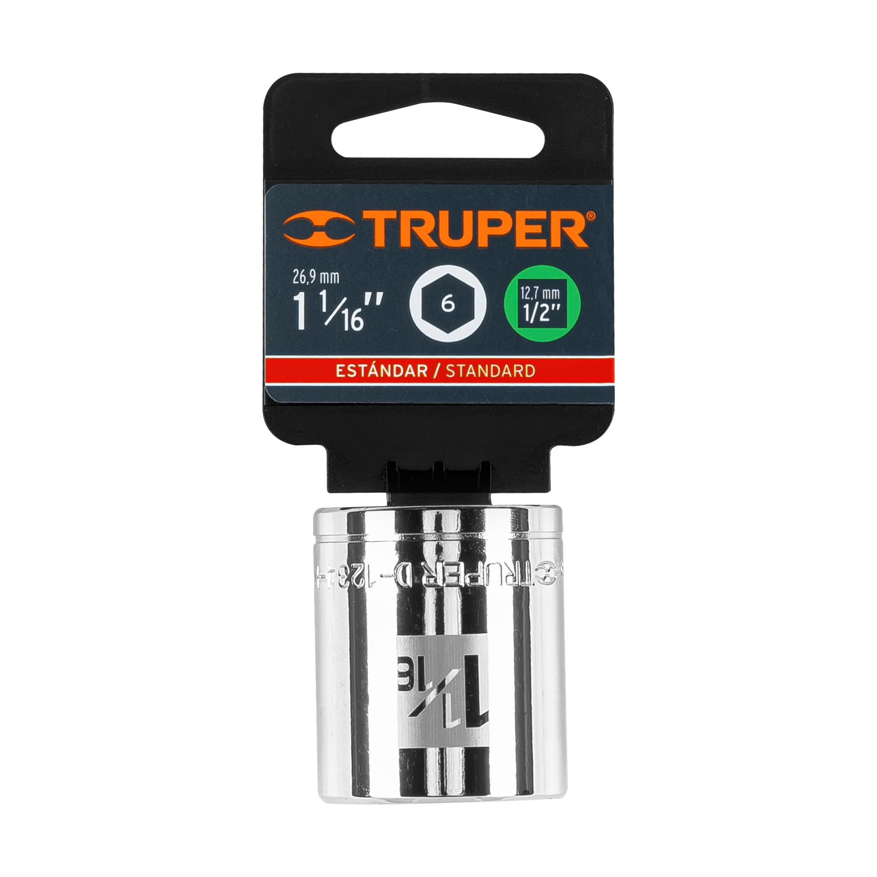 Dado de 1-1/16", 6 puntas, cuadro 1/2", Truper