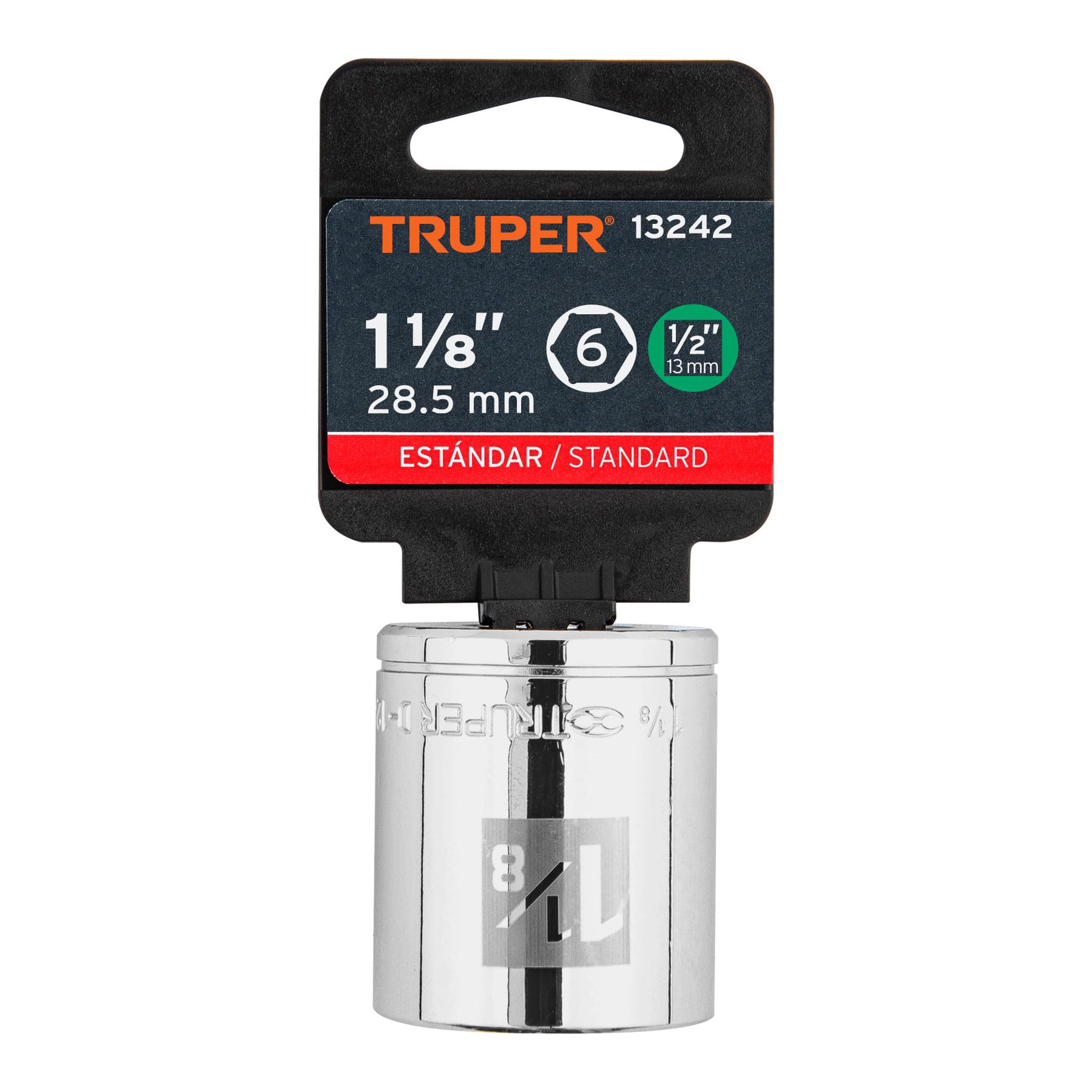 Dado de 1-1/8", 6 puntas, cuadro 1/2", Truper