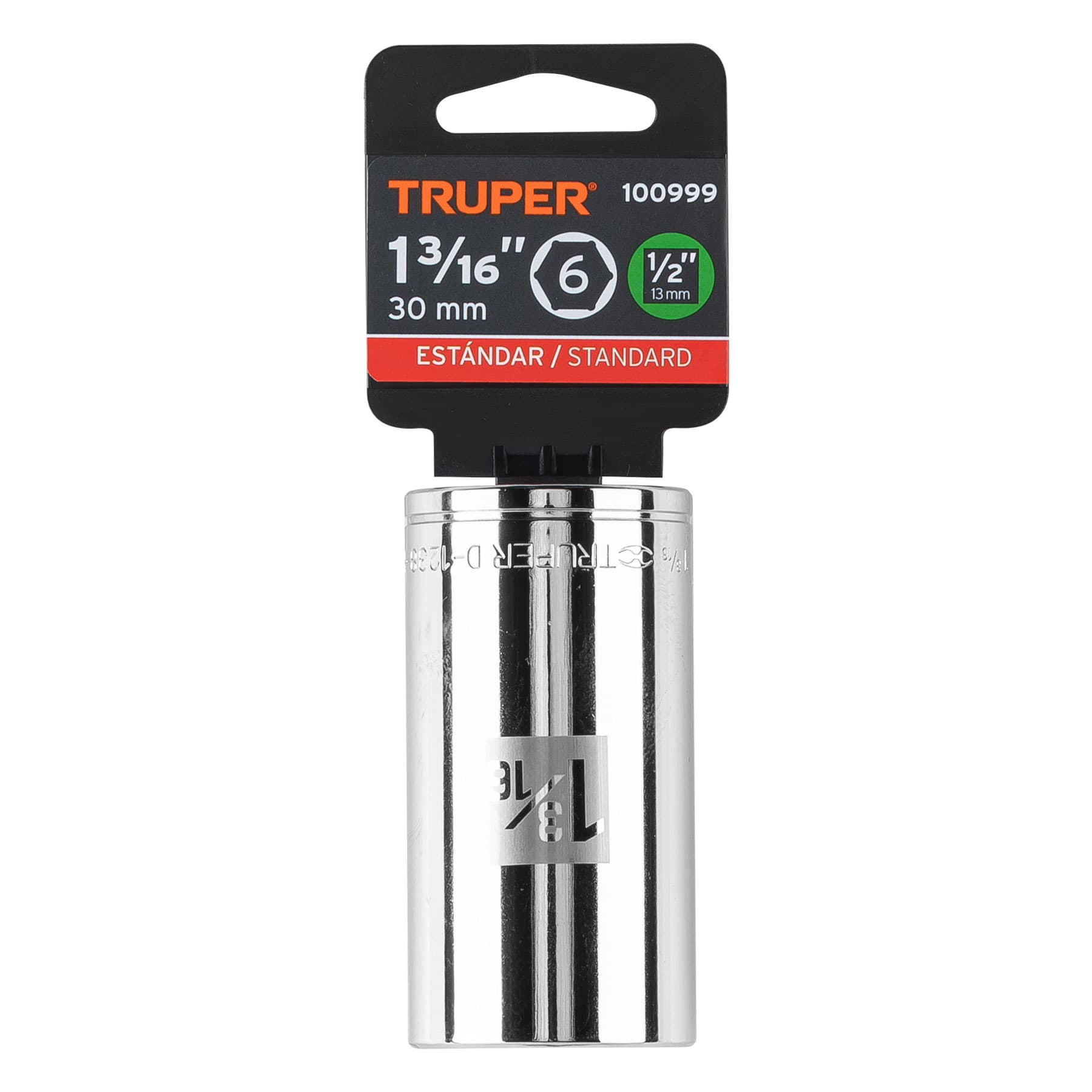 Dado largo de 1-3/16", 6 puntas, cuadro 1/2", Truper