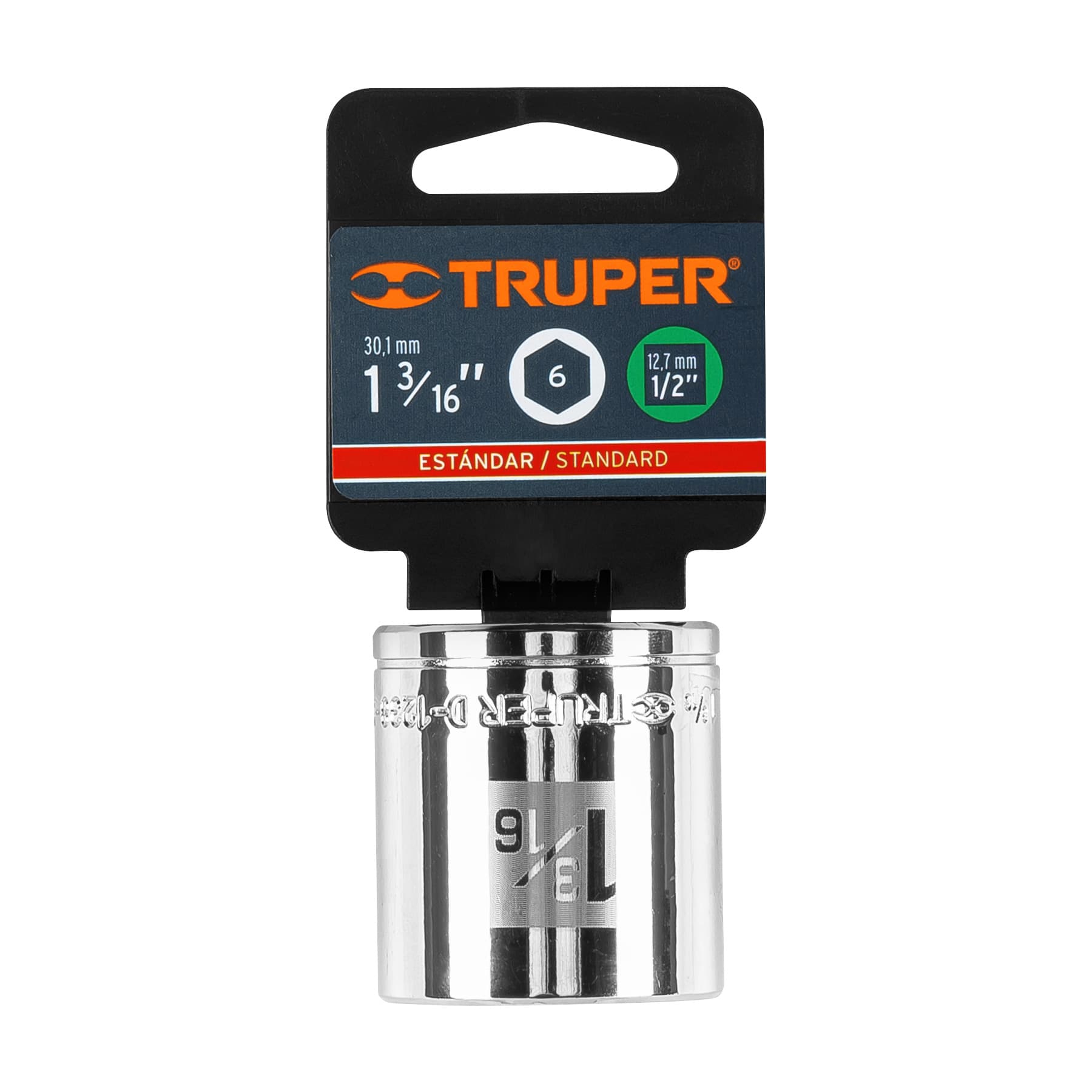 Dado de 1-3/16", 6 puntas, cuadro 1/2", Truper