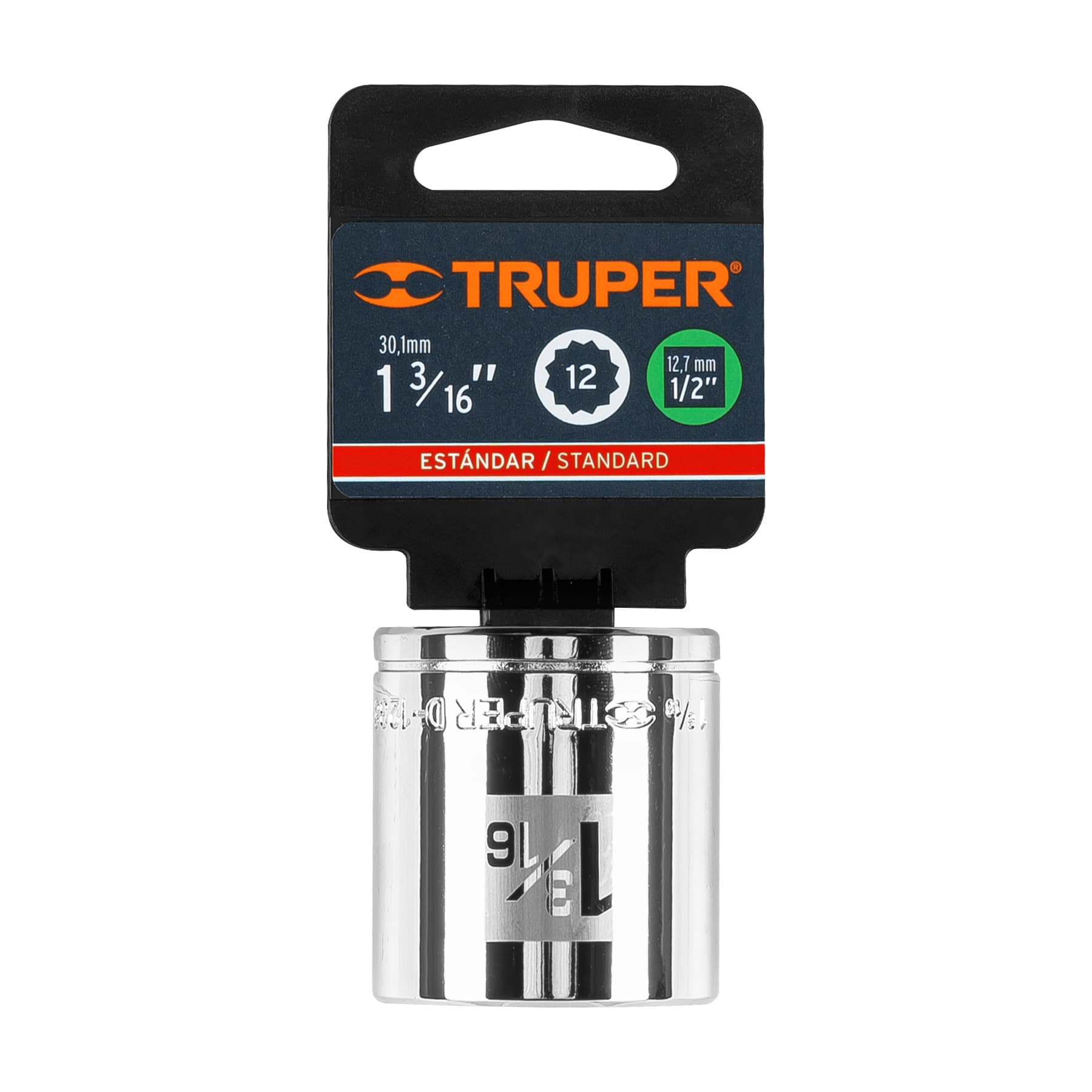 Dado de 1-3/16", 12 puntas, cuadro 1/2", Truper