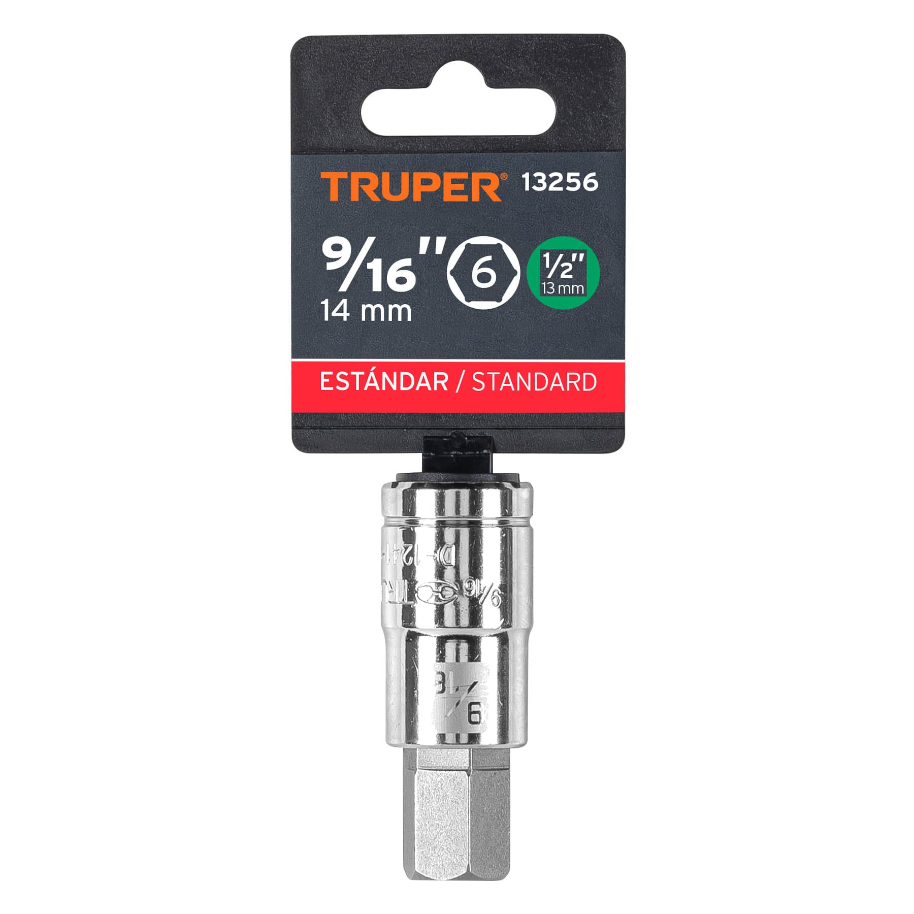 Dado punta hexagonal de 9/16", cuadro 1/2", Truper