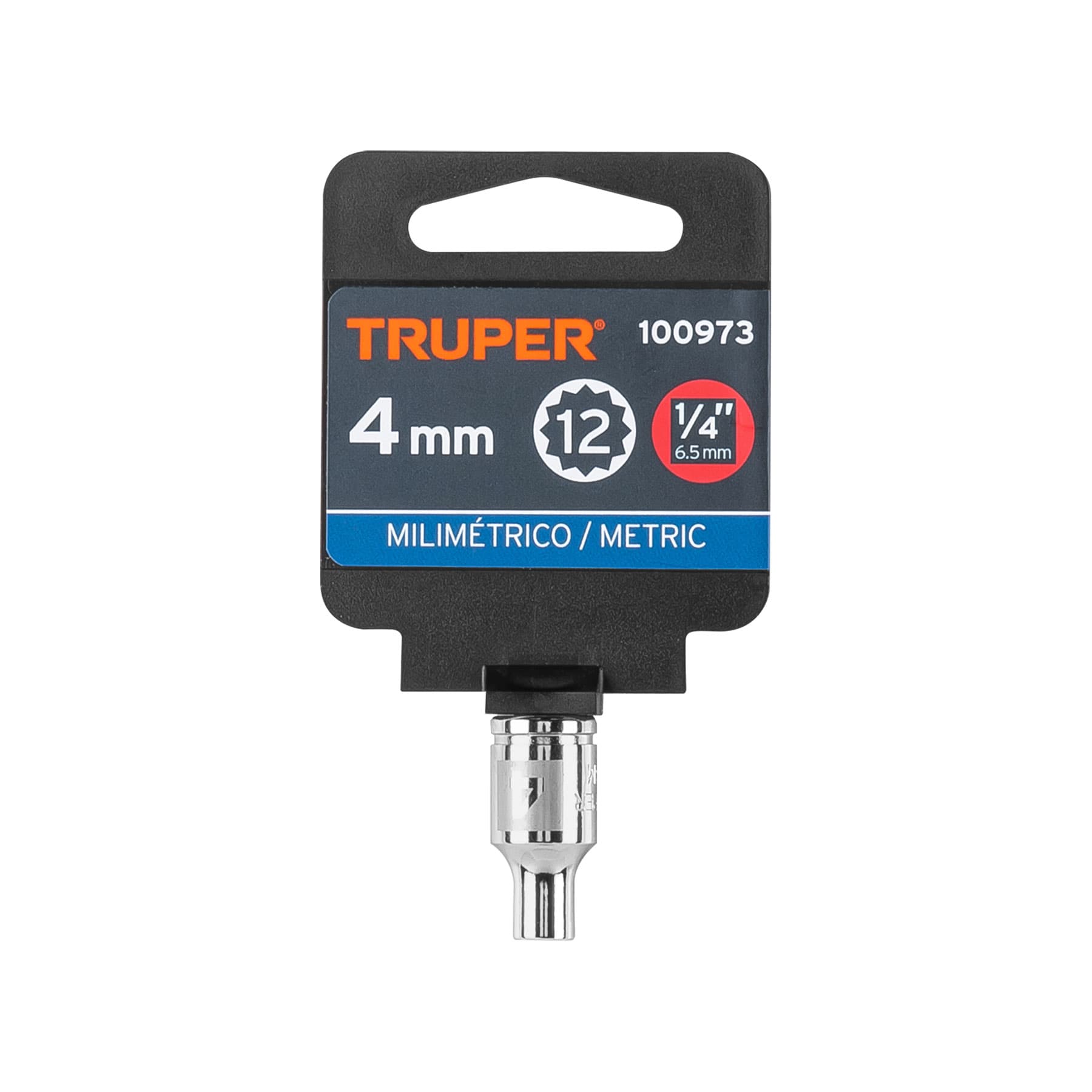 Dado de 4 mm, 12 puntas, cuadro 1/4", Truper