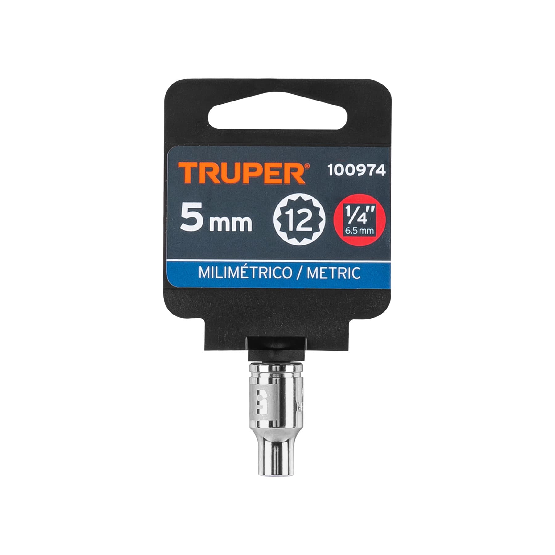 Dado de 5 mm, 12 puntas, cuadro 1/4", Truper