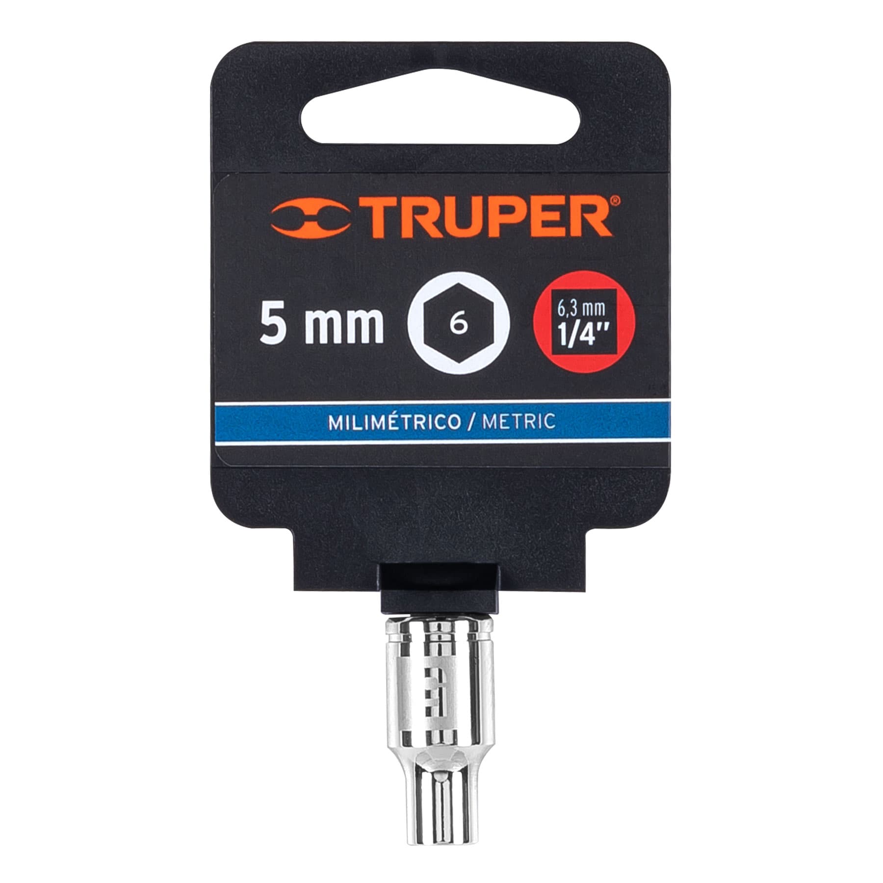 Dado de 5 mm, 6 puntas, cuadro 1/4", Truper