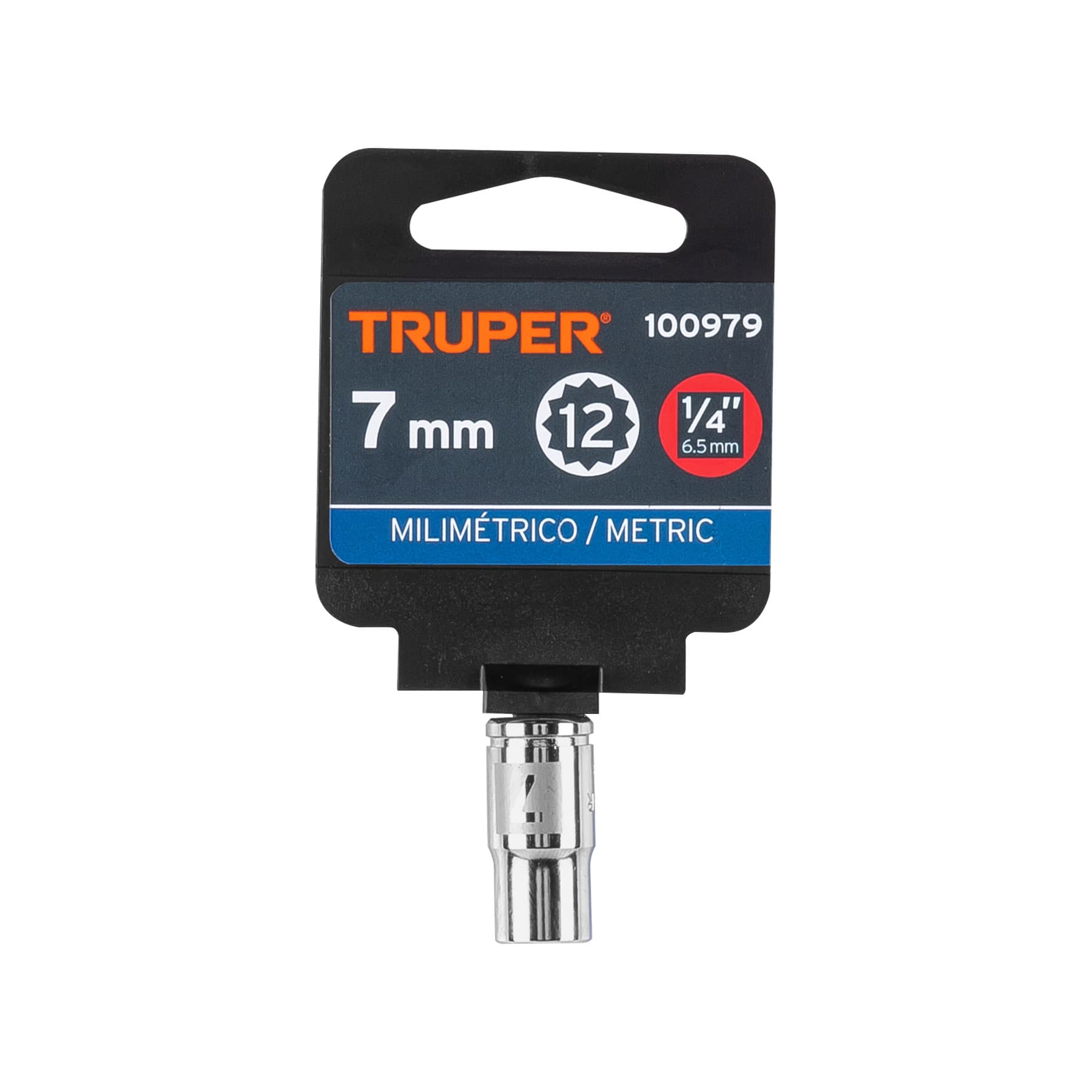 Dado de 7 mm, 12 puntas, cuadro 1/4', TRUPER