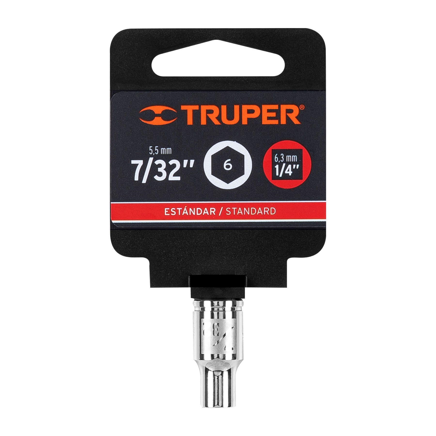 Dado de 7/32", 6 puntas, cuadro 1/4", Truper