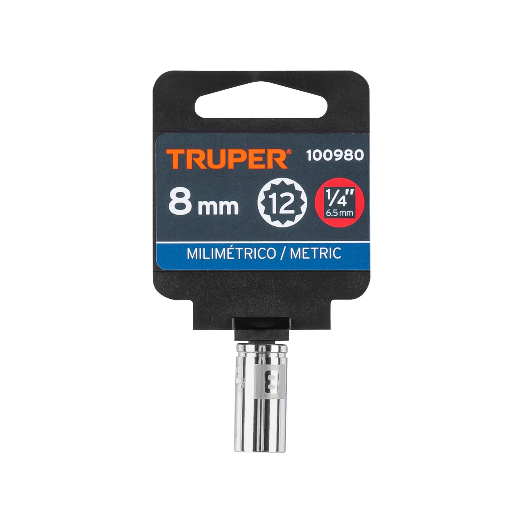 Dado de 8 mm, 12 puntas, cuadro 1/4", Truper