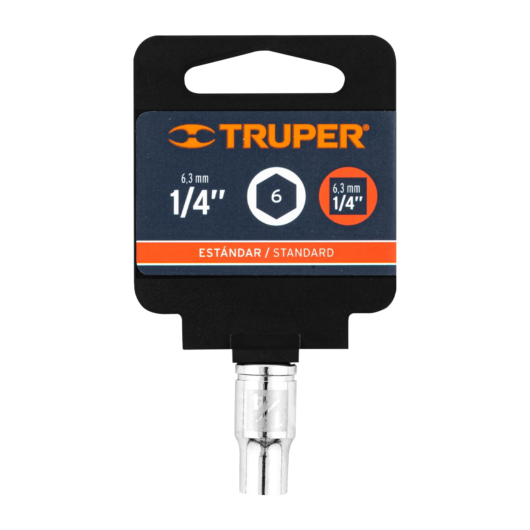 Dado de 1/4", 6 puntas, cuadro 1/4", Truper