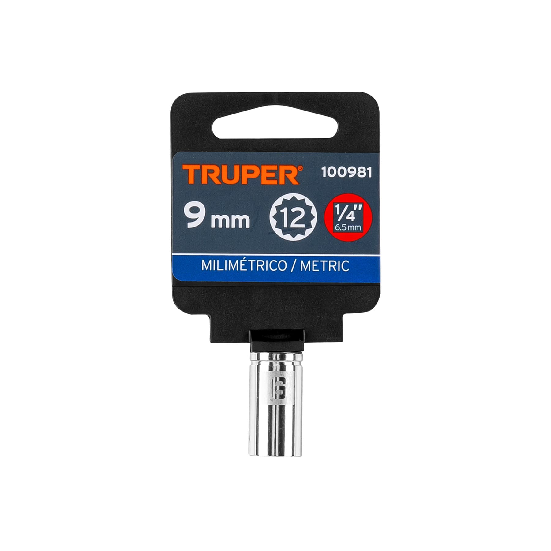 Dado de 9 mm, 12 puntas, cuadro 1/4", Truper