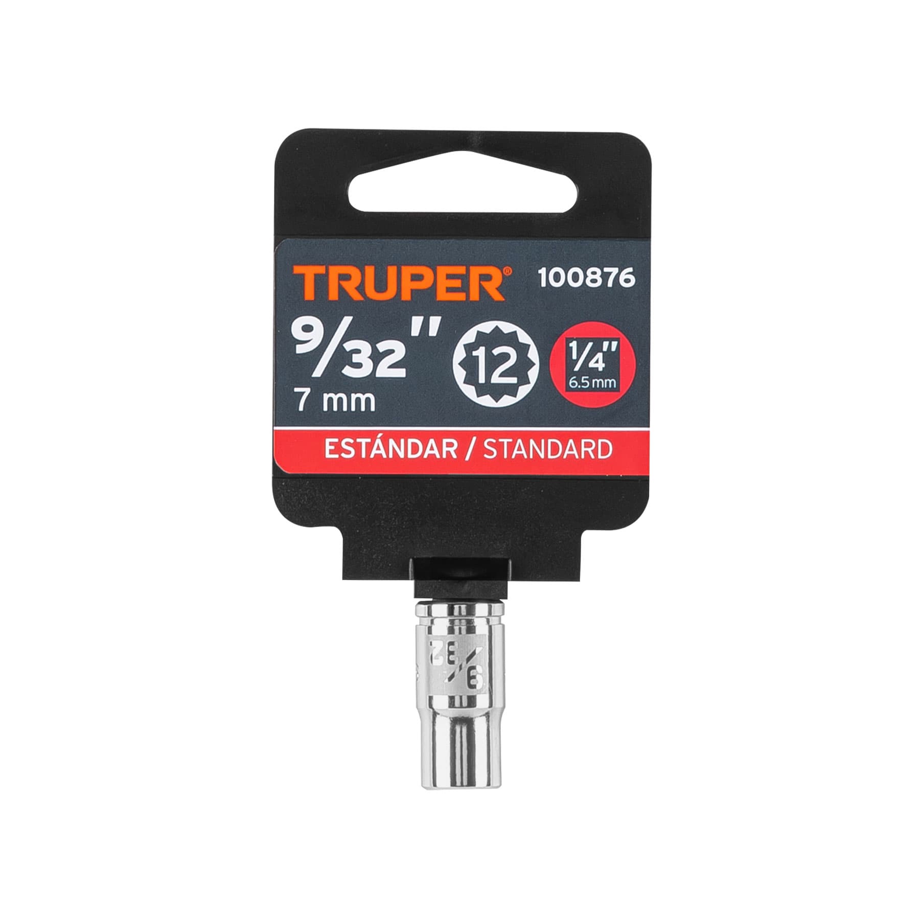 Dado de 9/32", 12 puntas, cuadro 1/4", Truper