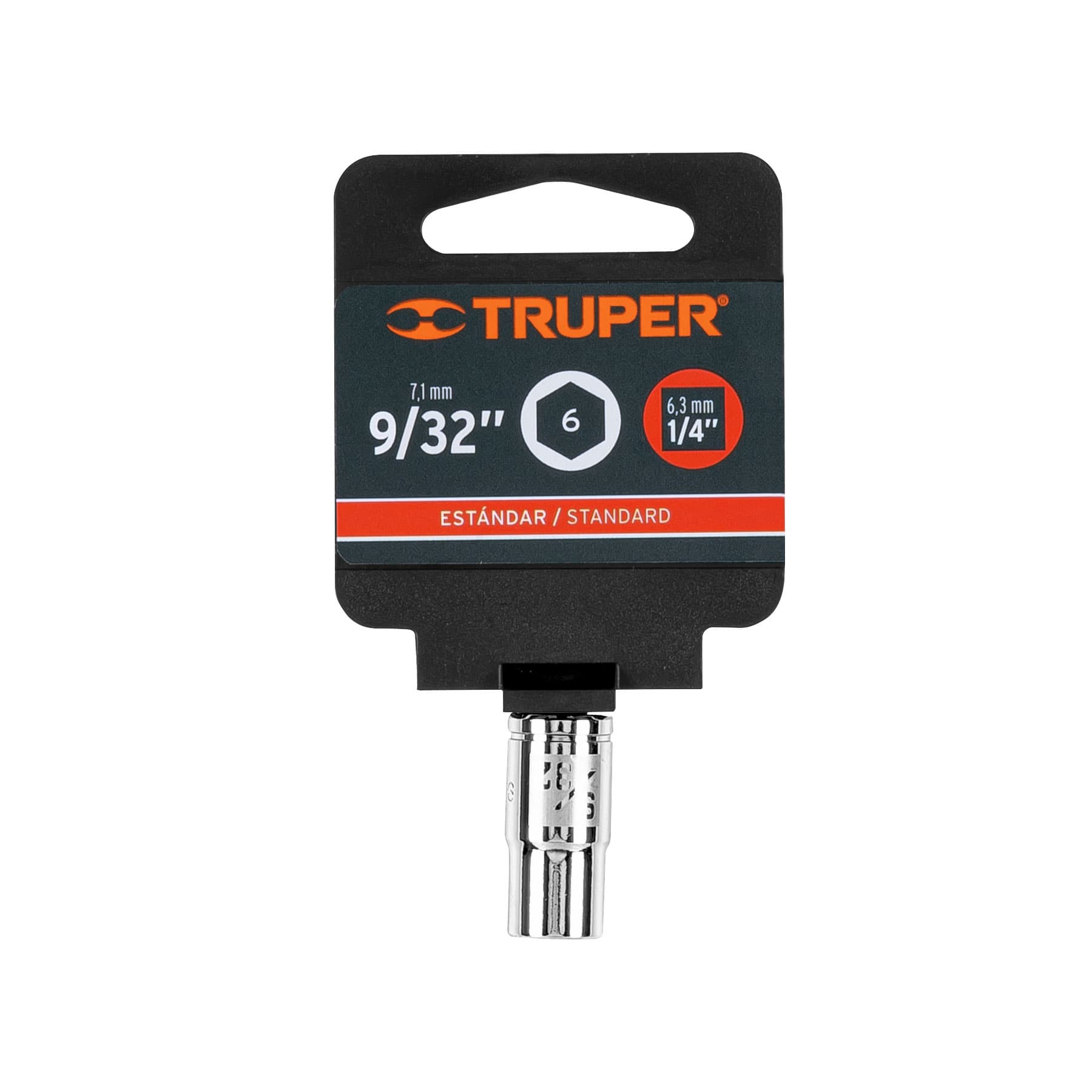 Dado de 9/32", 6 puntas, cuadro 1/4", Truper