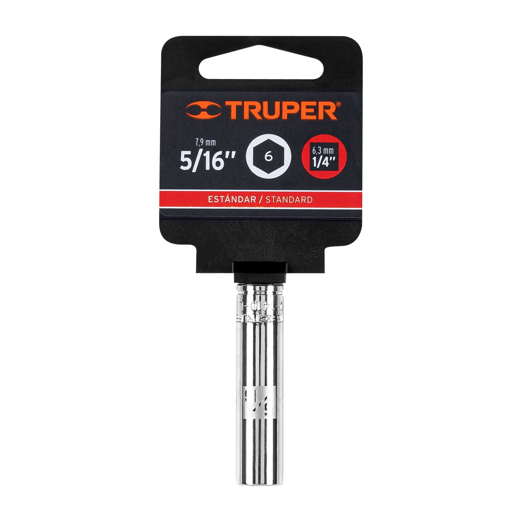 Dado largo de 5/16", 6 puntas, cuadro 1/4", Truper