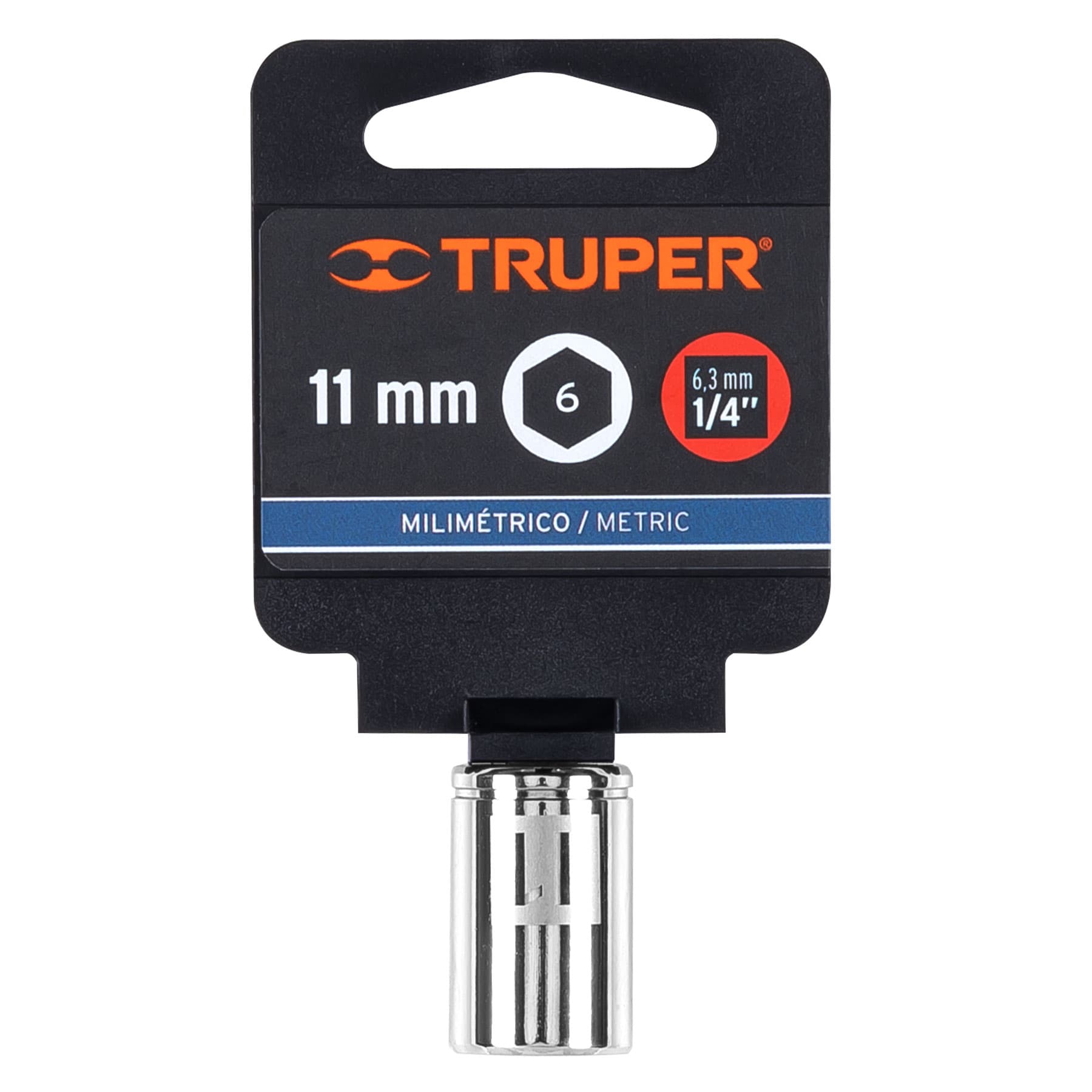 Dado de 11 mm, 6 puntas, cuadro 1/4", Truper