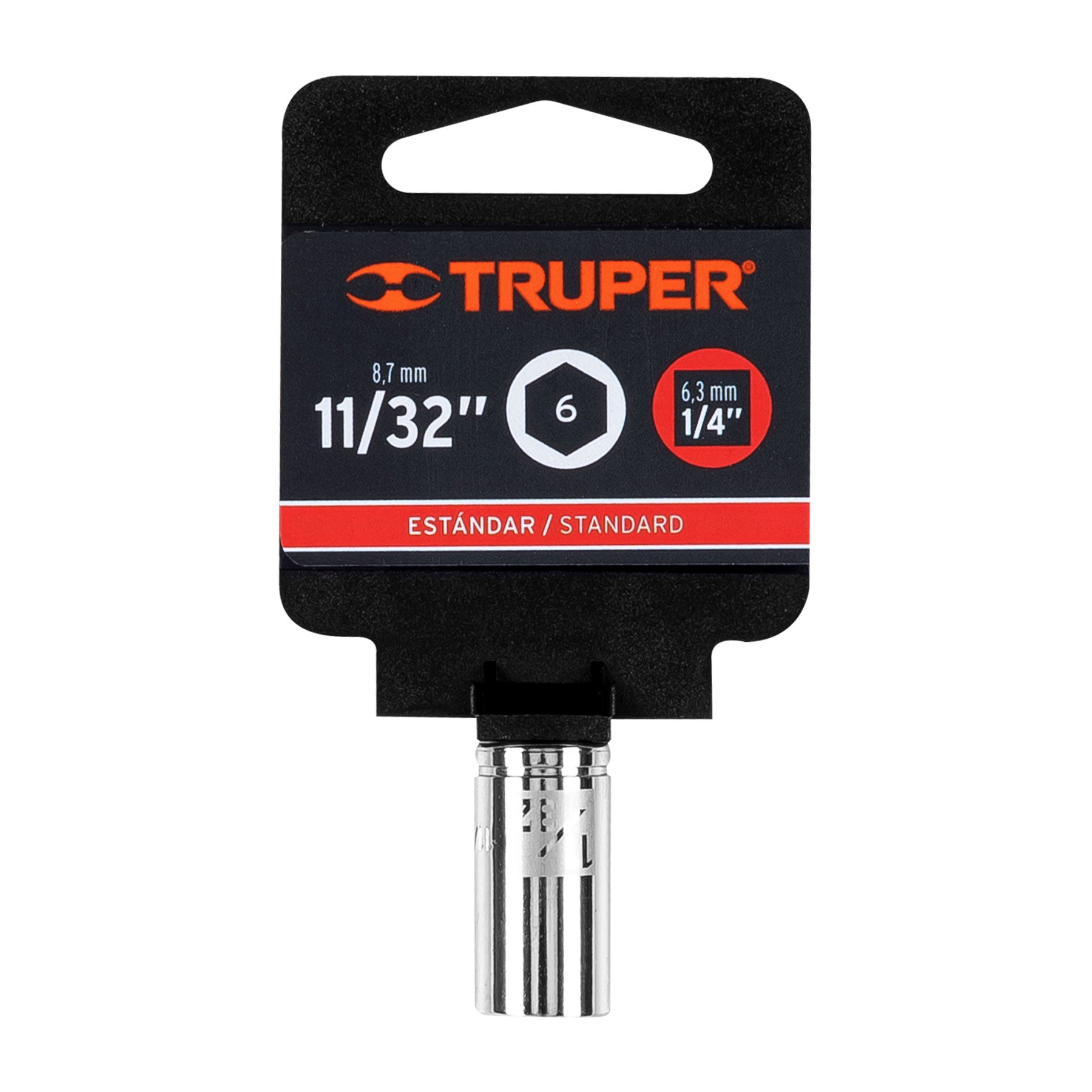 Dado de 11/32", 6 puntas, cuadro 1/4", Truper