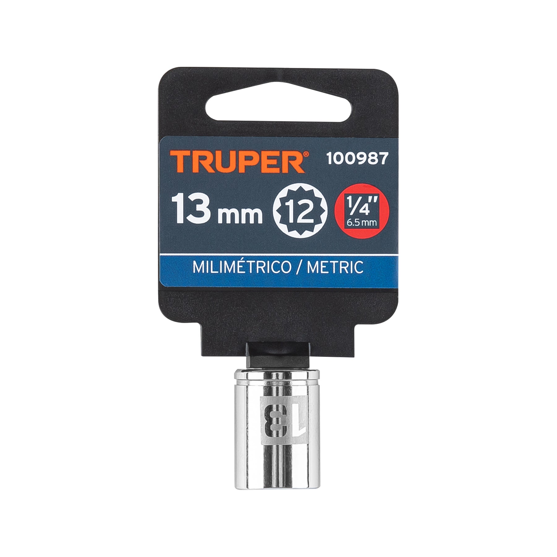 Dado de 13 mm, 12 puntas, cuadro 1/4', TRUPER