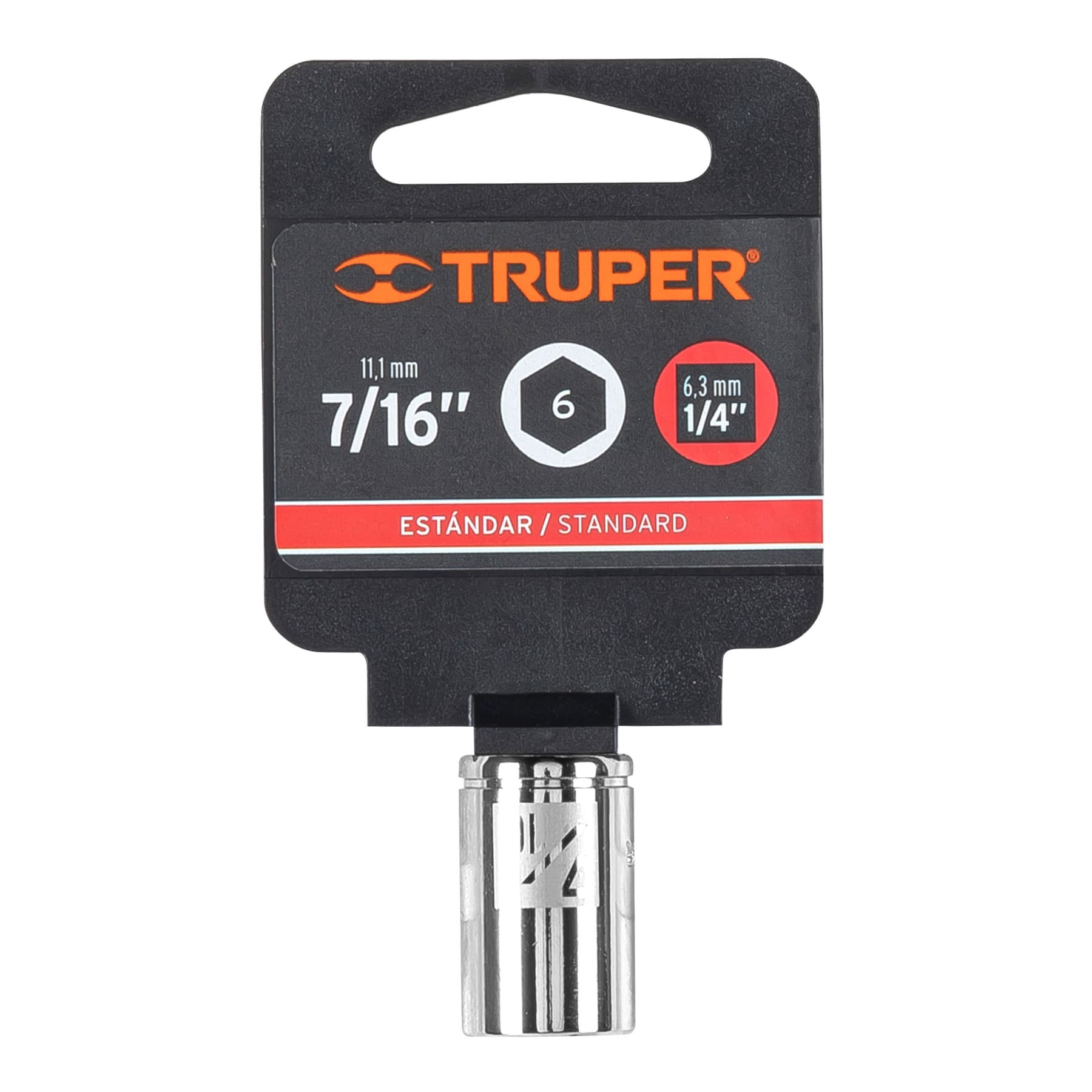 Dado de 7/16", 6 puntas, cuadro 1/4", Truper