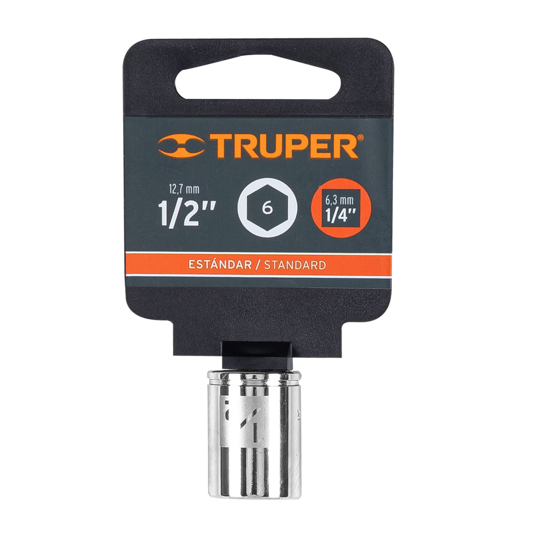 Dado de 1/2", 6 puntas, cuadro 1/4", Truper