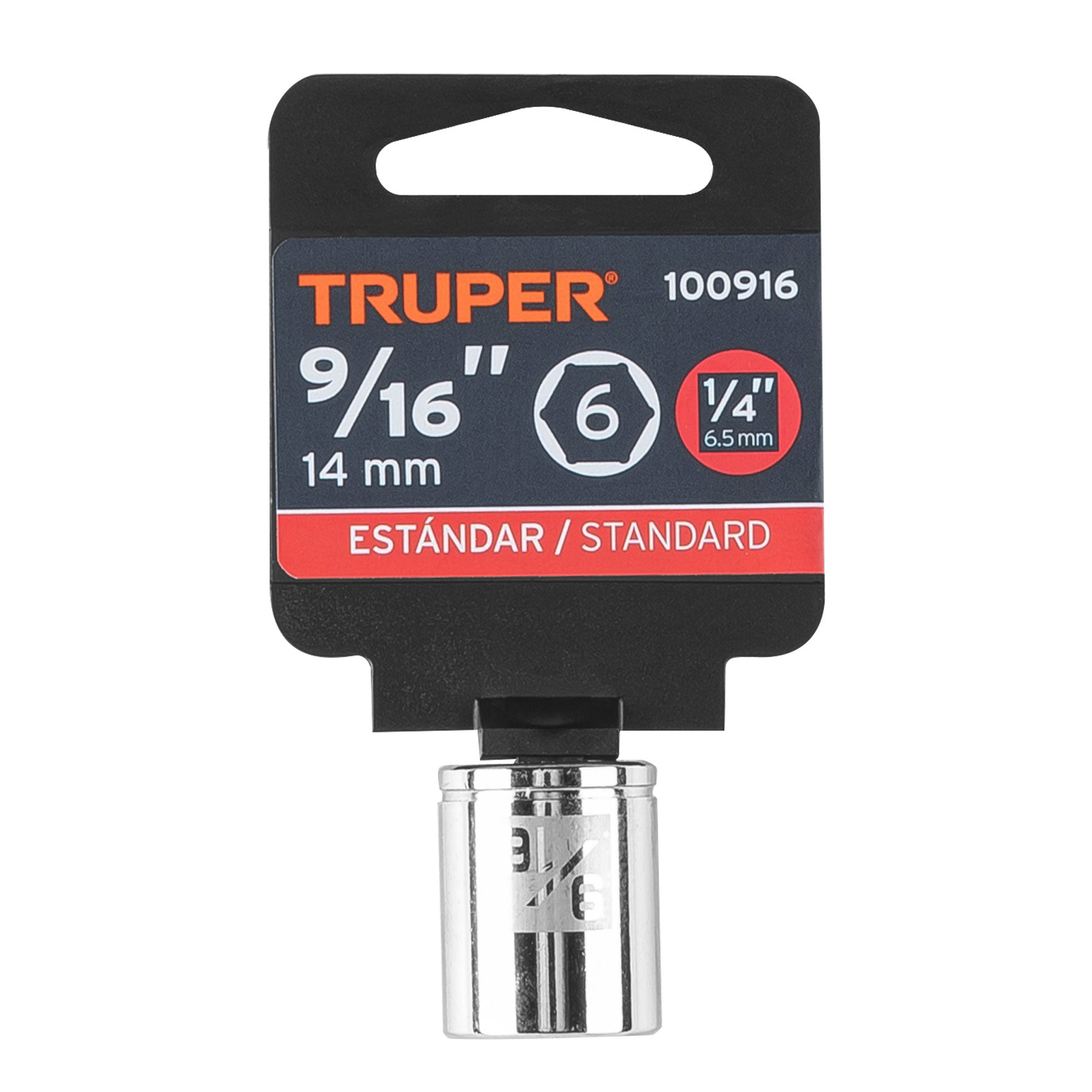 Dado de 9/16", 6 puntas, cuadro 1/4", Truper