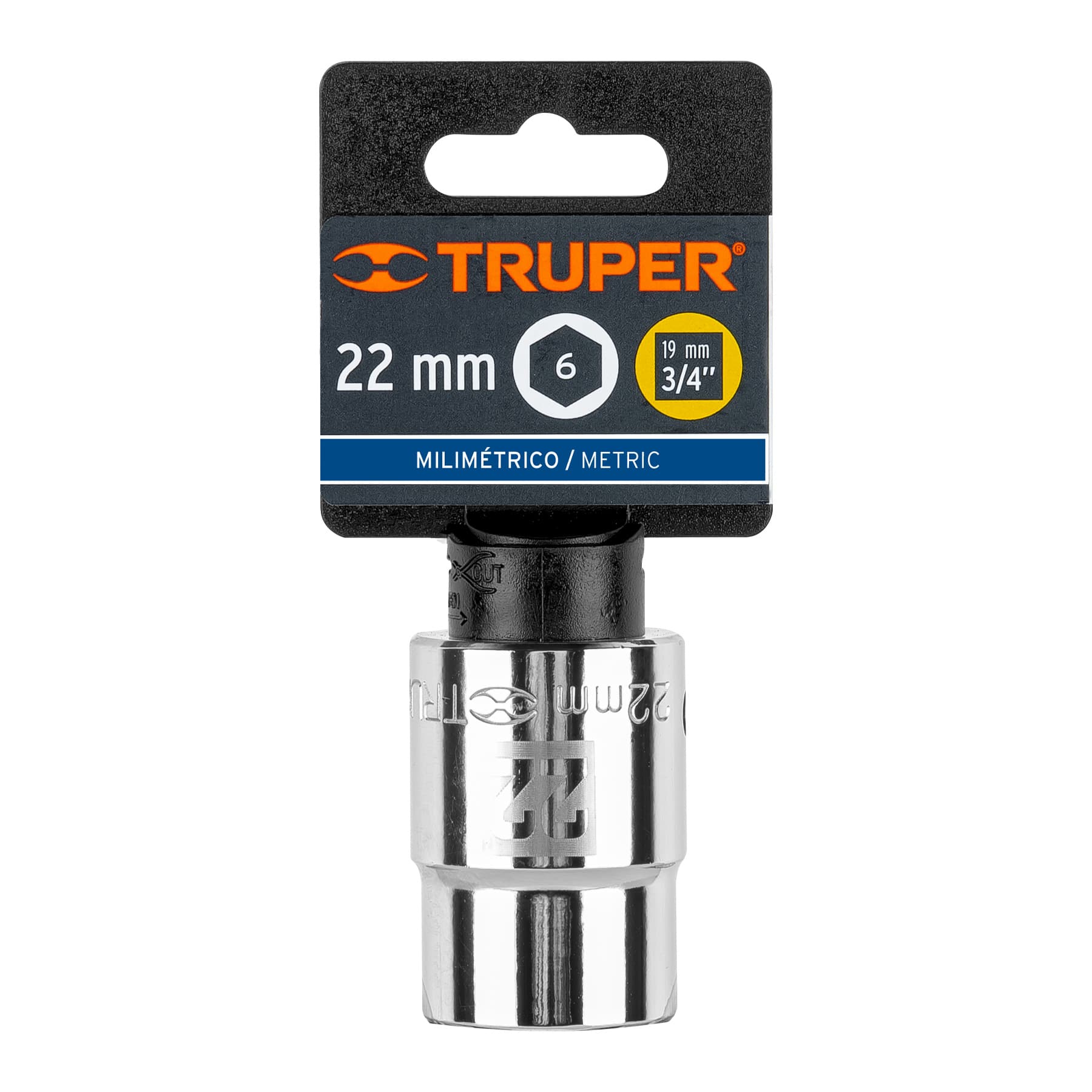 Dado de 22 mm, 6 puntas, cuadro 3/4', TRUPER