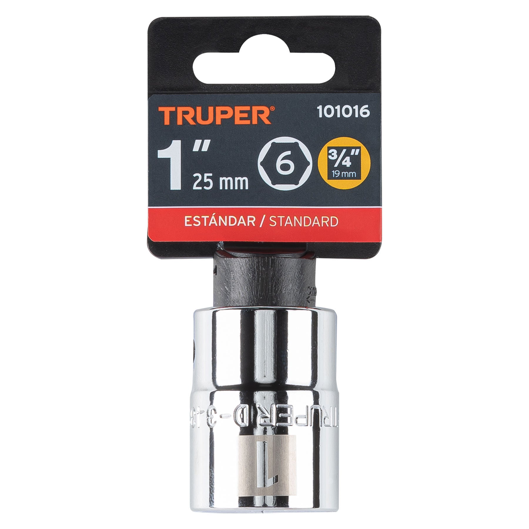 Dado de 1", 6 puntas, cuadro 3/4", Truper