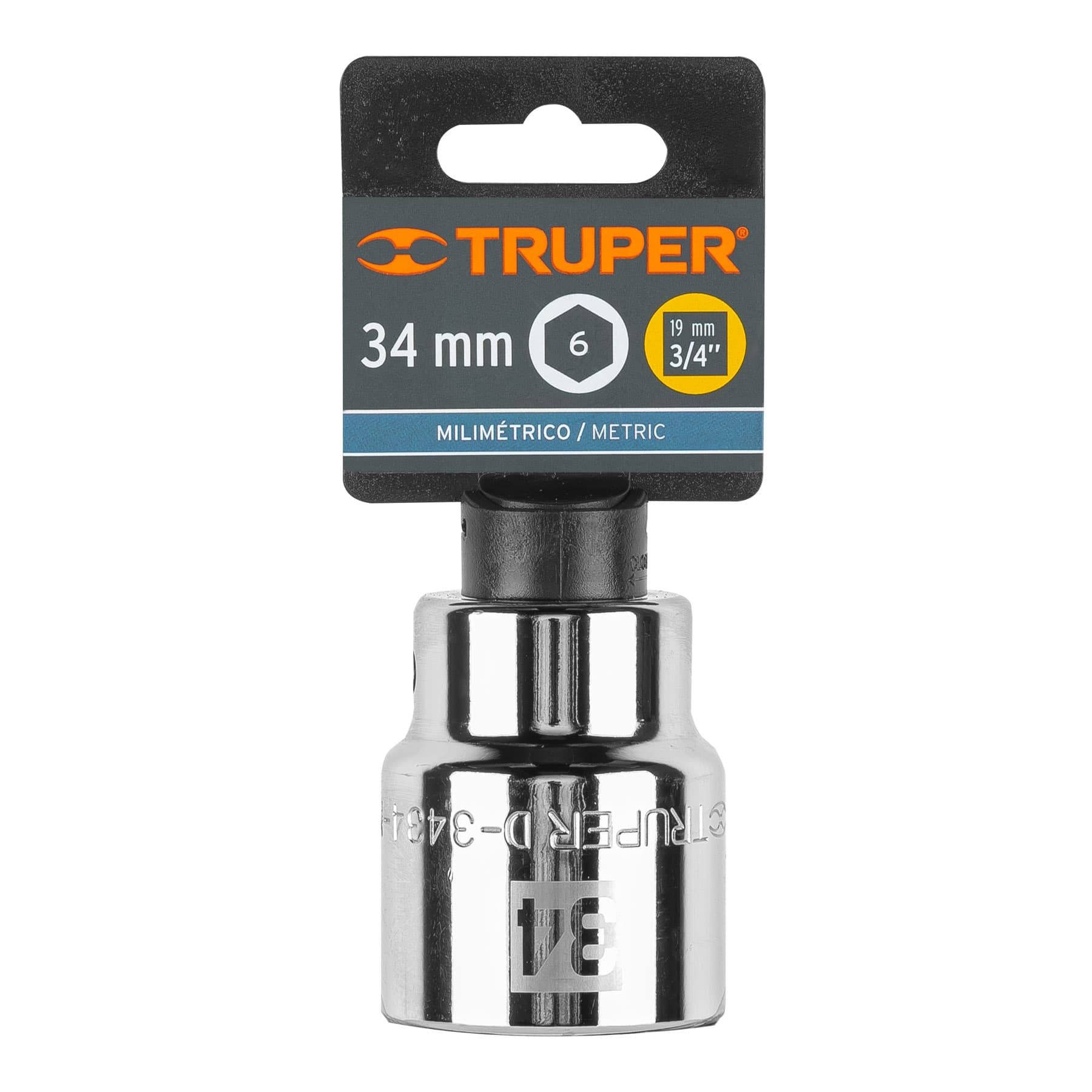Dado de 34 mm, 6 puntas, cuadro 3/4", Truper