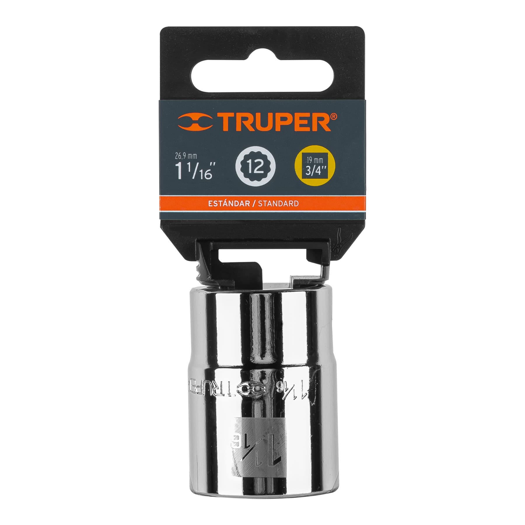 Dado de 1-1/16", 12 puntas, cuadro 3/4", Truper