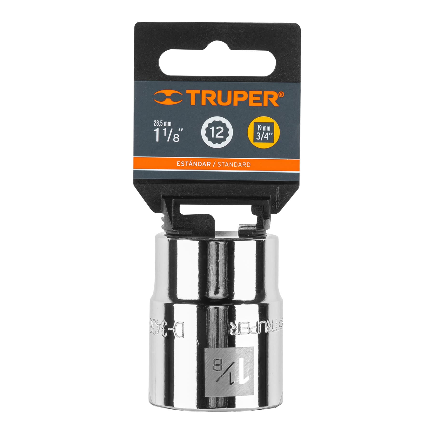 Dado de 1-1/8", 12 puntas, cuadro 3/4", Truper