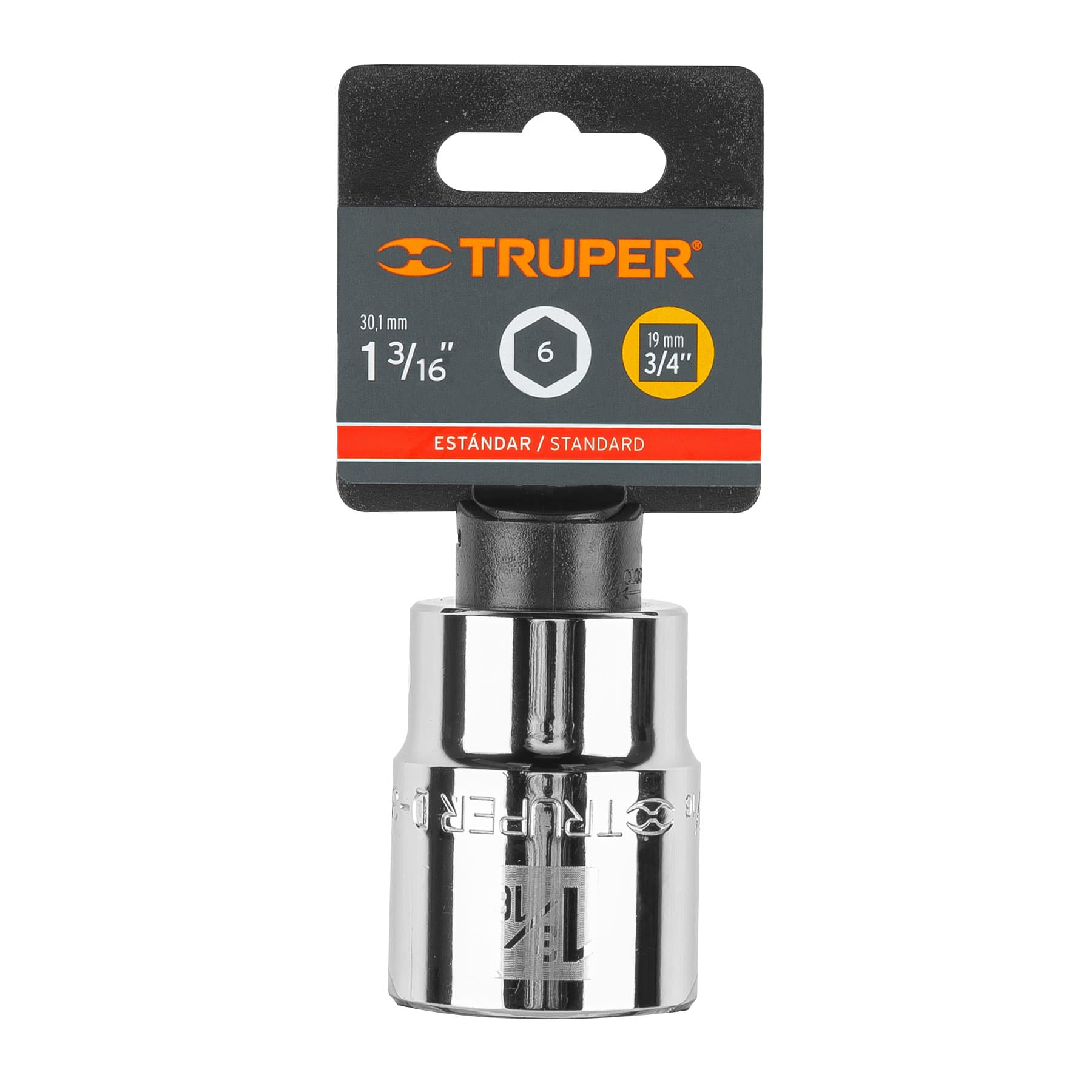 Dado de 1-3/16", 6 puntas, cuadro 3/4", Truper