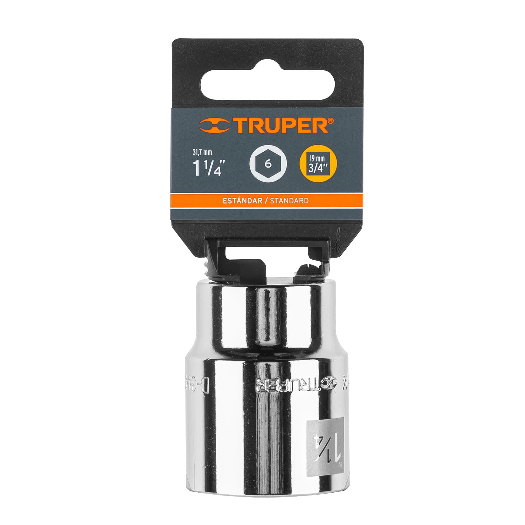 Dado de 1-1/4", 6 puntas, cuadro 3/4", Truper
