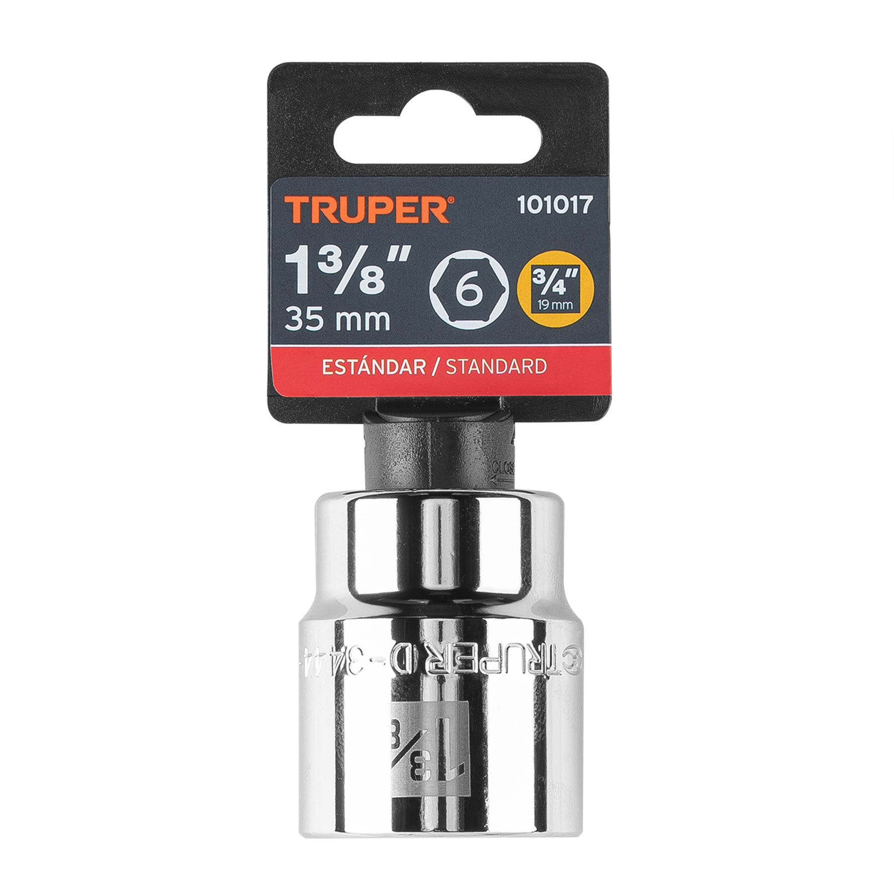 Dado de 1-3/8", 6 puntas, cuadro 3/4", Truper